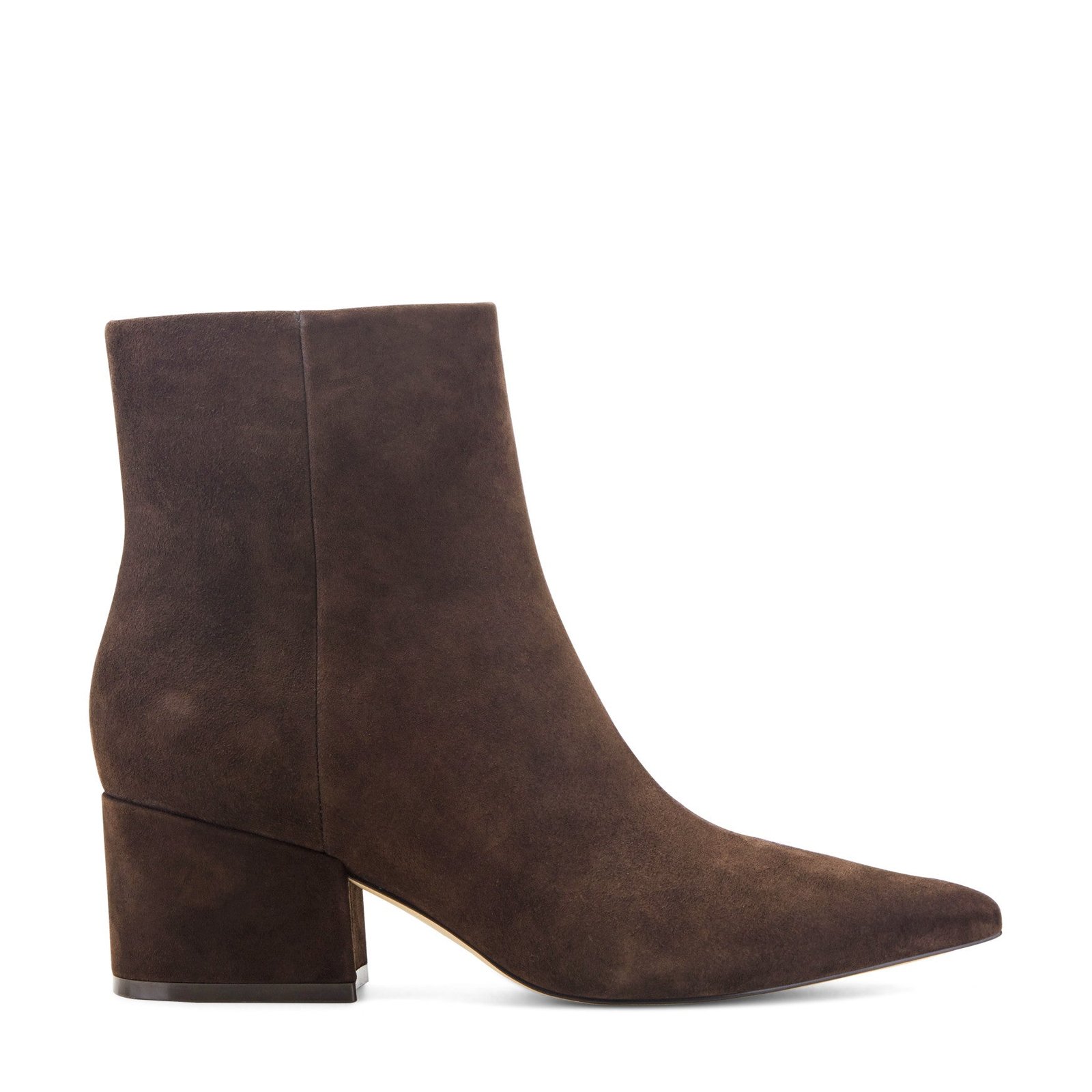 Alfie Block Heel Leather Ankle Bootie (Chocolate Brown Suede)