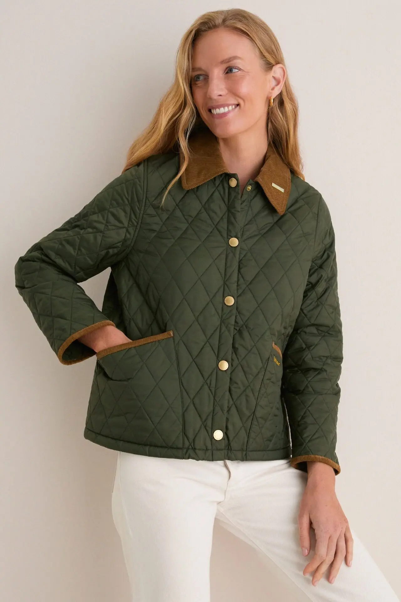 Barbour Icons Cropped Liddesdale Quilted Jacket (Olive)