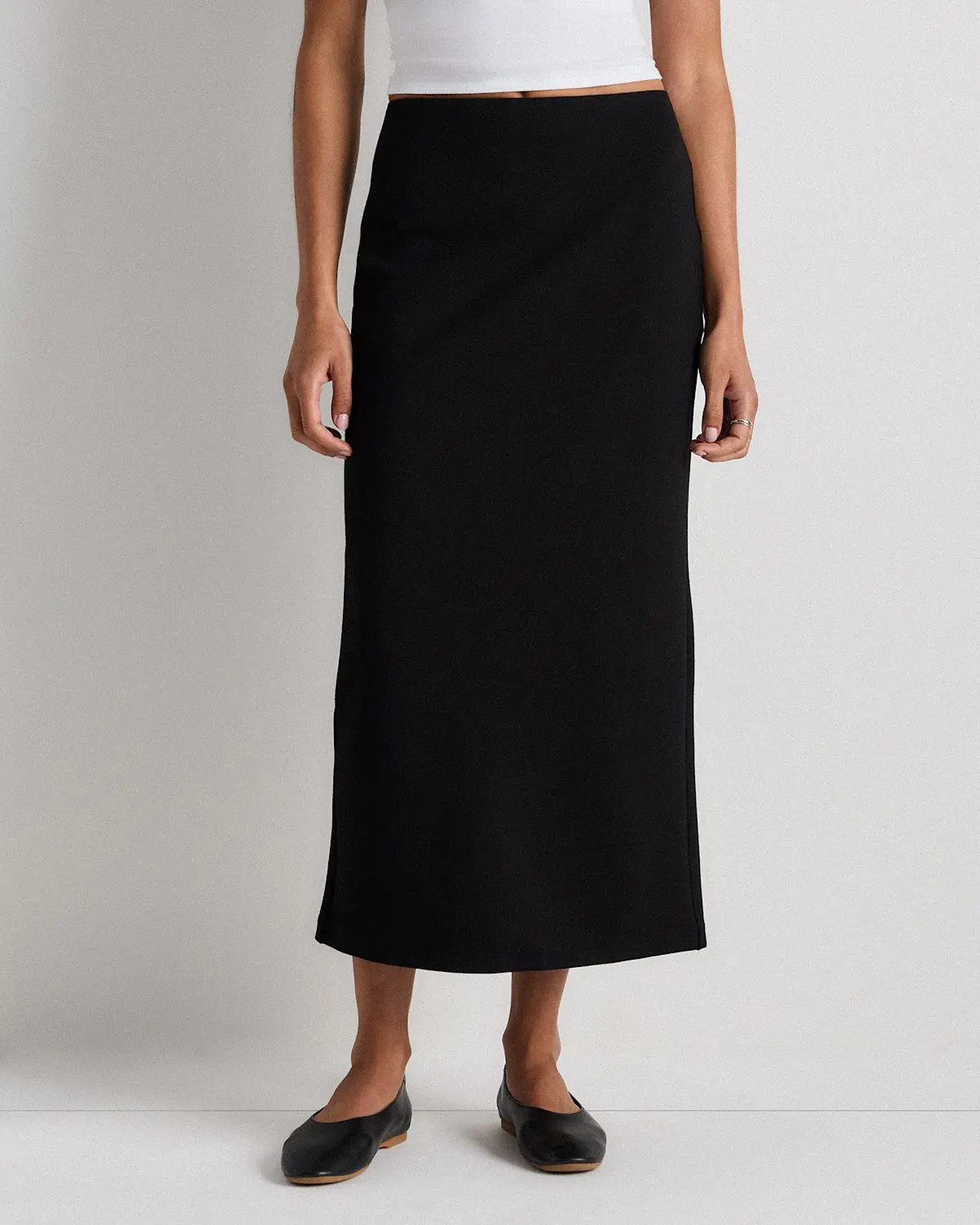 Ultra-Stretch Ponte Maxi Pencil Skirt (Black)