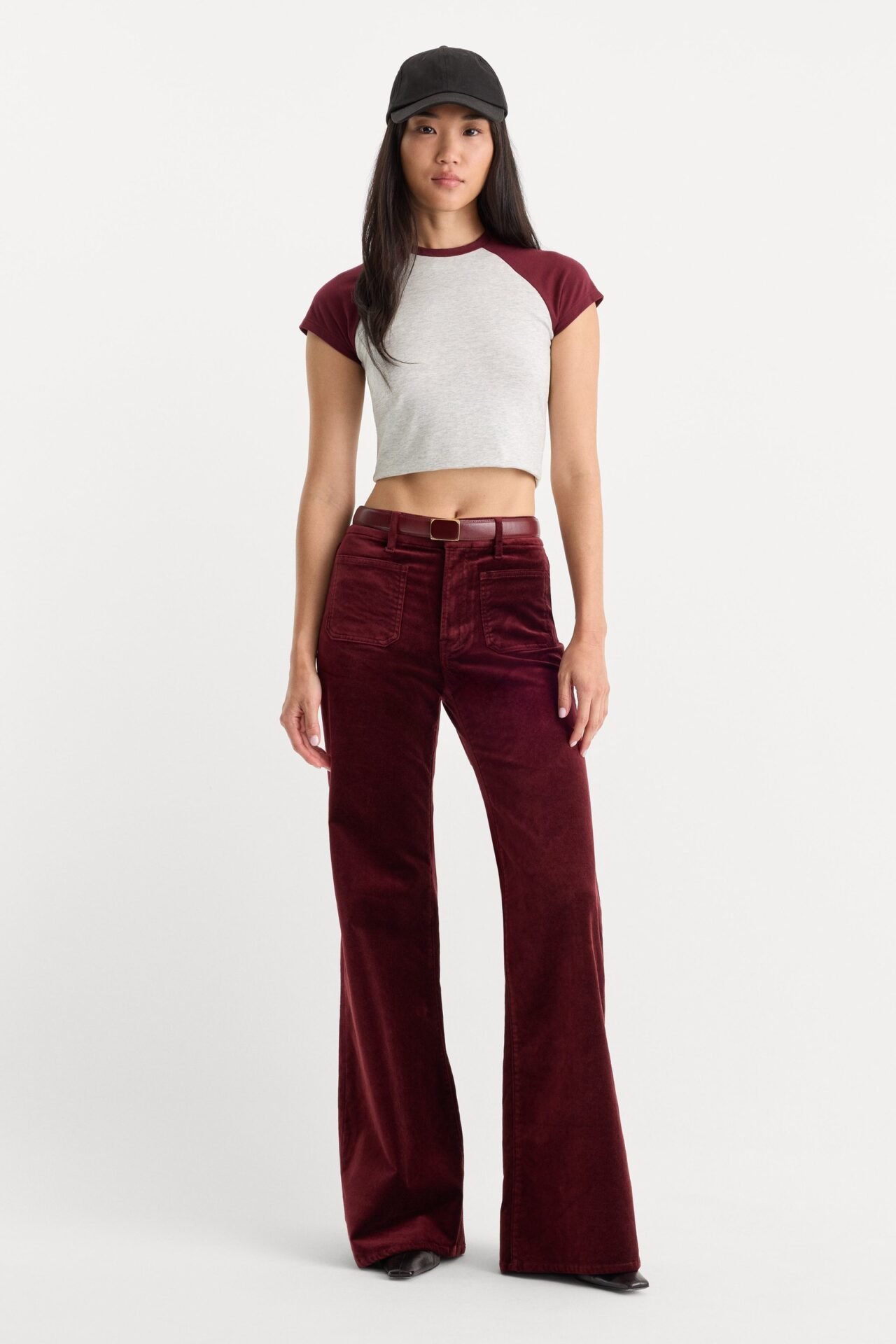 Velvet Good Waist Palazzo Pant (Berry Noir)