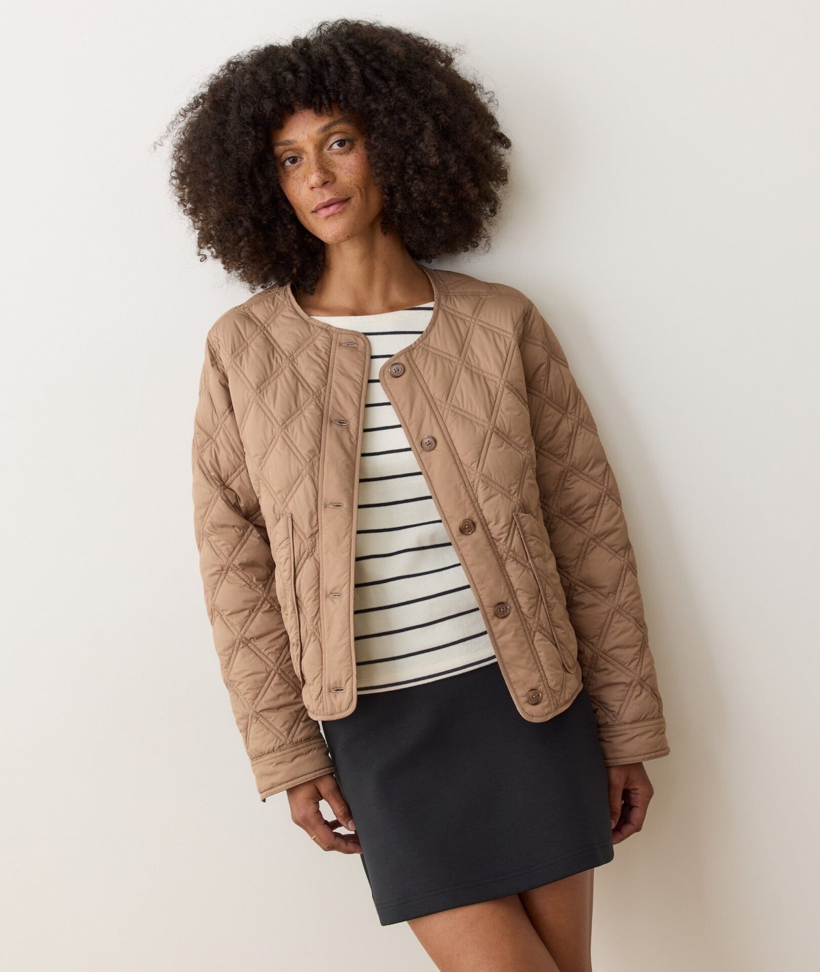 Marina Quilted Liner Jacket (Caramel)