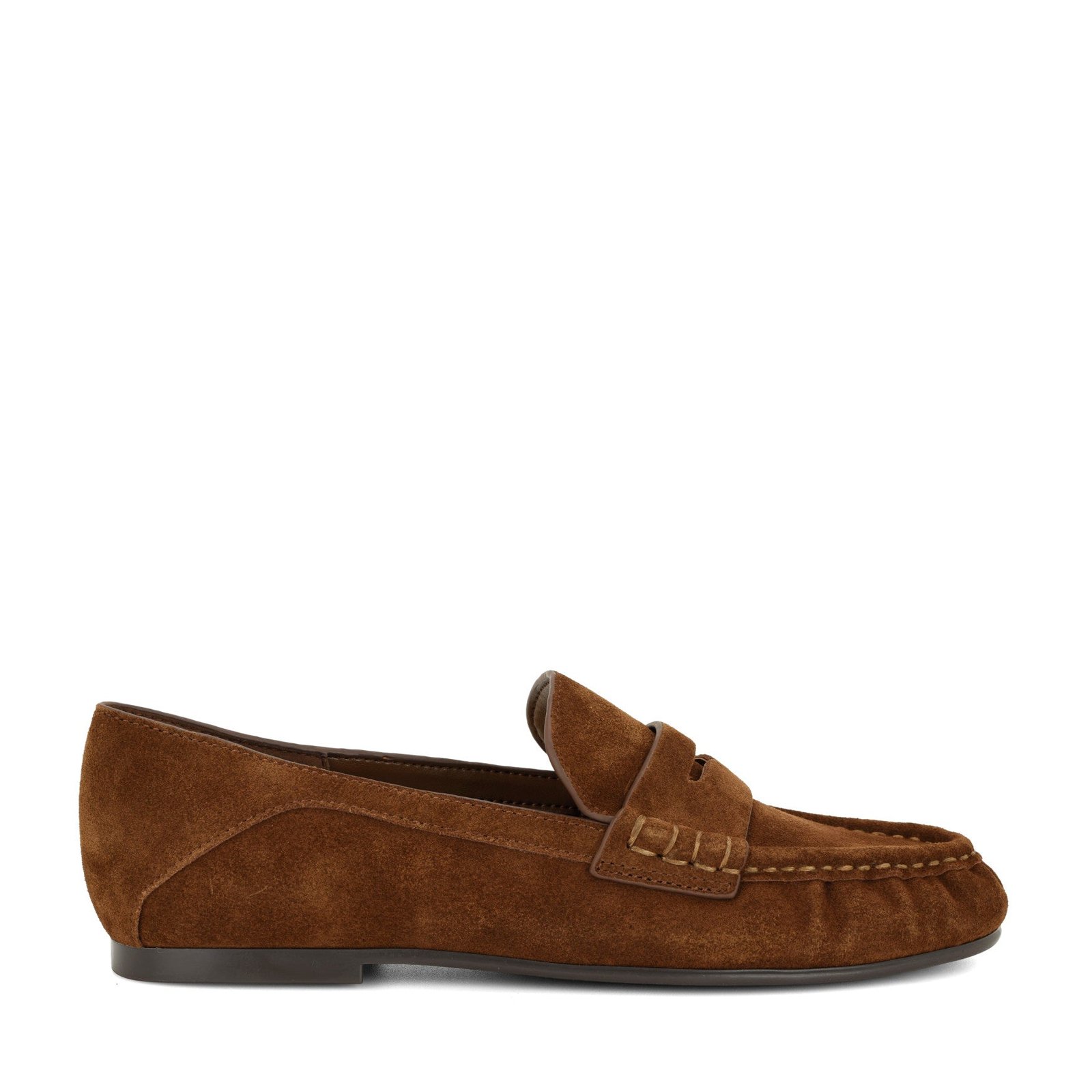 Rasco Ruched Loafers (Dark Natural Suede)