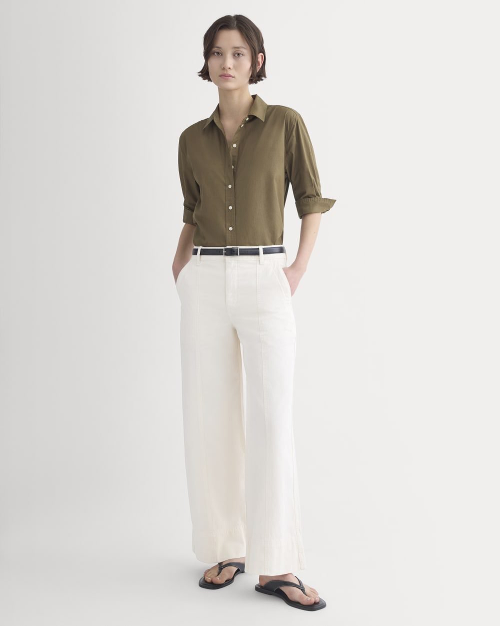 Seamed Wide-Leg Pant (Bone)