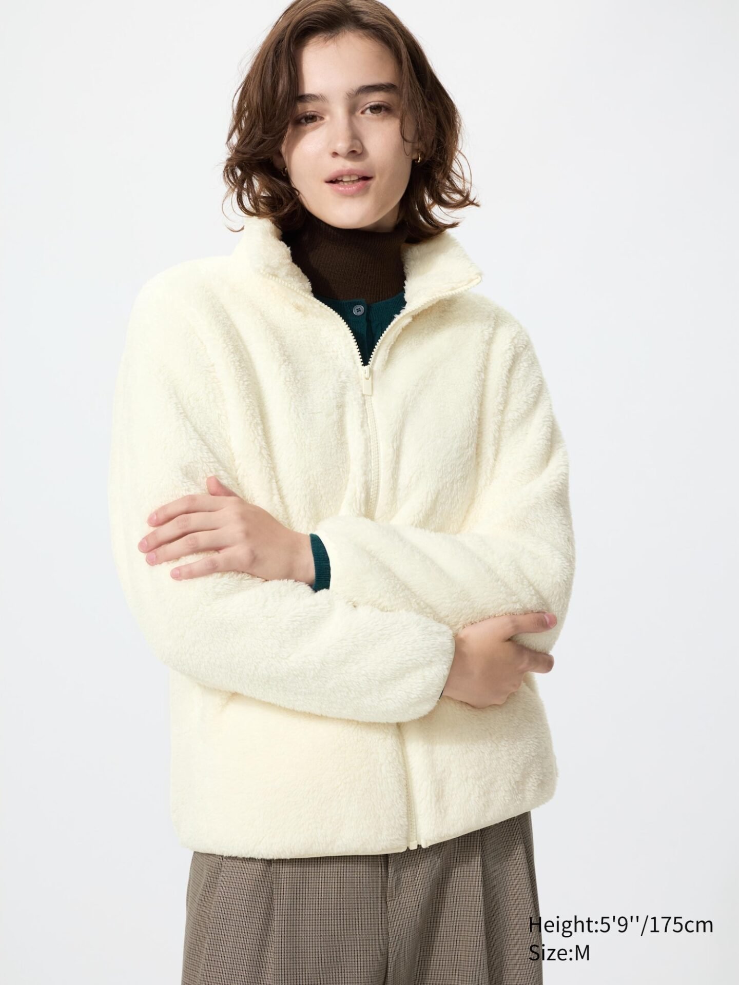 Fluffy Yarn Fleece Full-Zip Jacket (01 Off White)