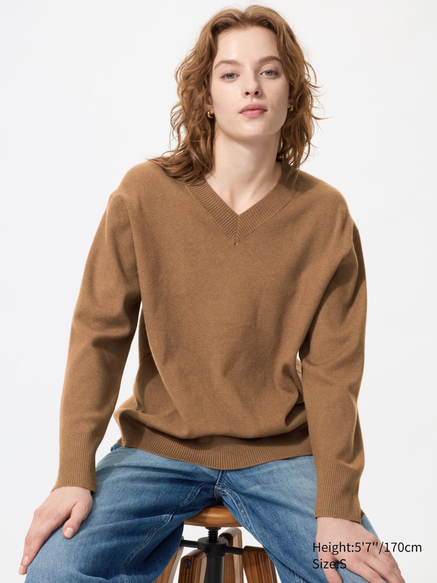 Washable Knit V-Neck Sweater | Smooth (35 Brown)
