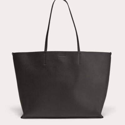 The Luxe Italian Leather Tote (Black)