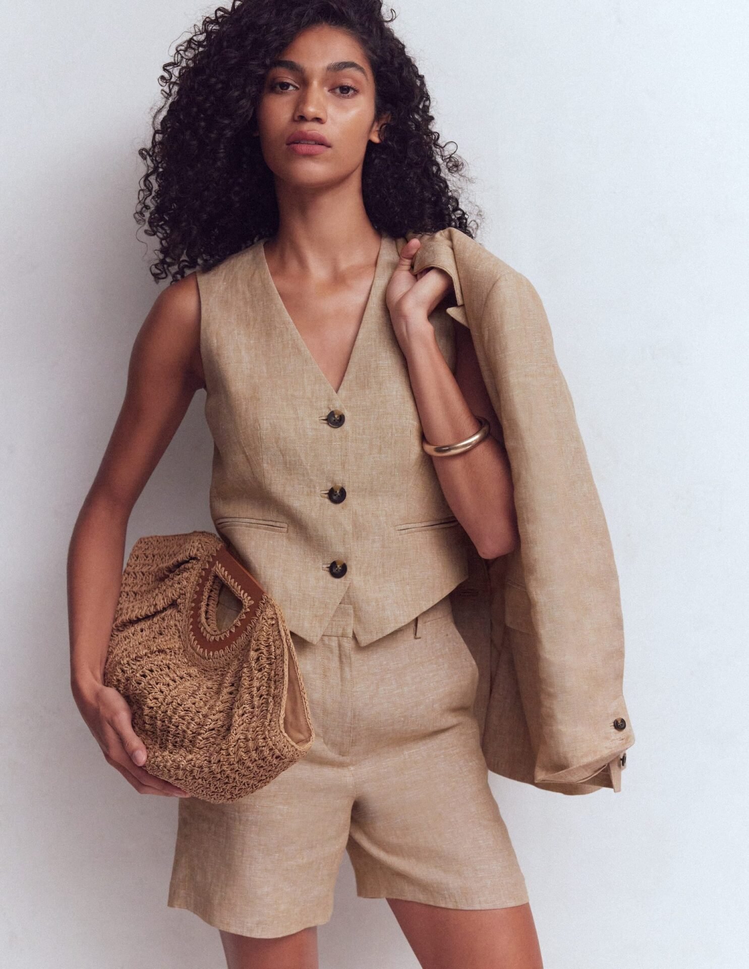 V-Neck Linen Waistcoat