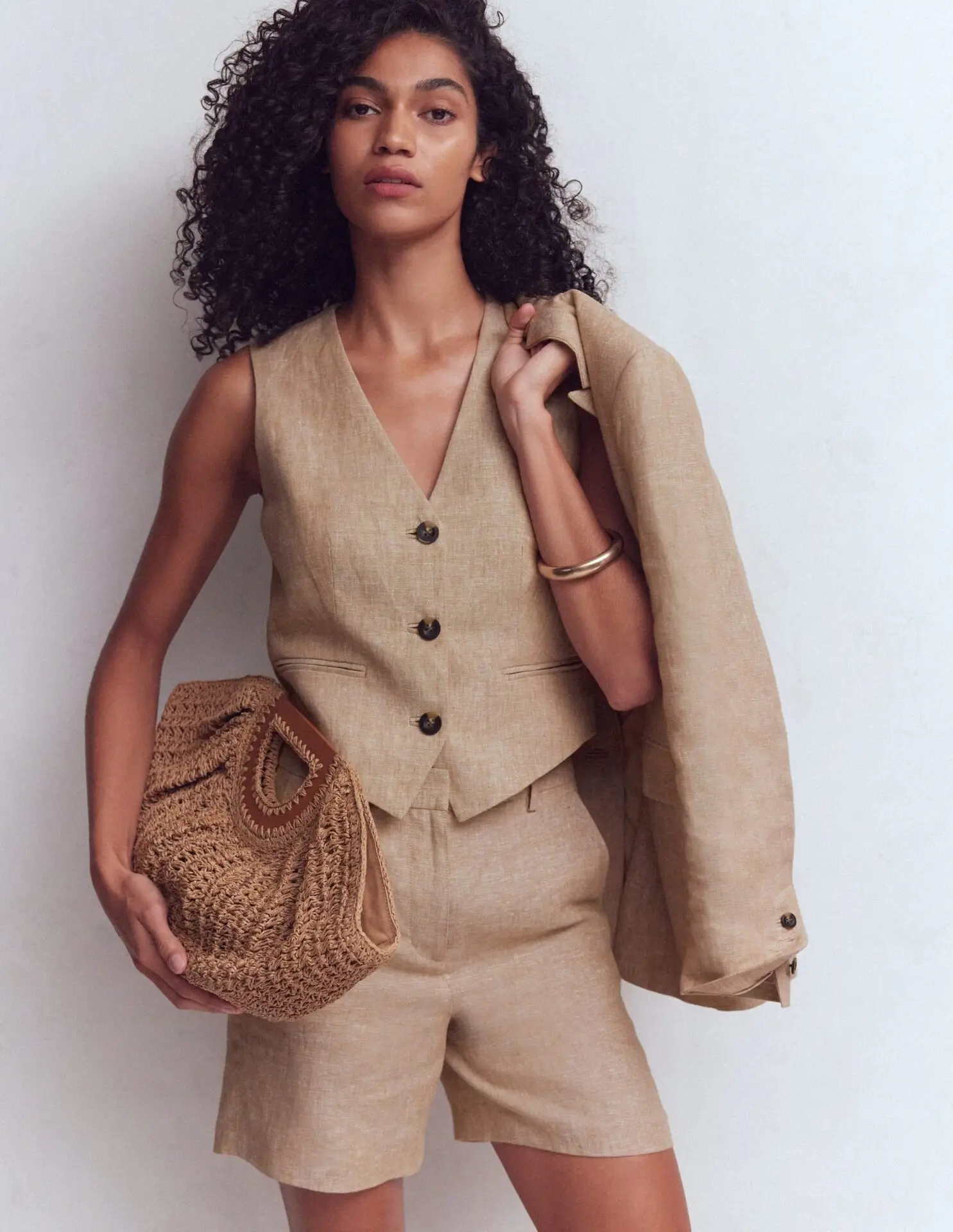V-Neck Linen Waistcoat
