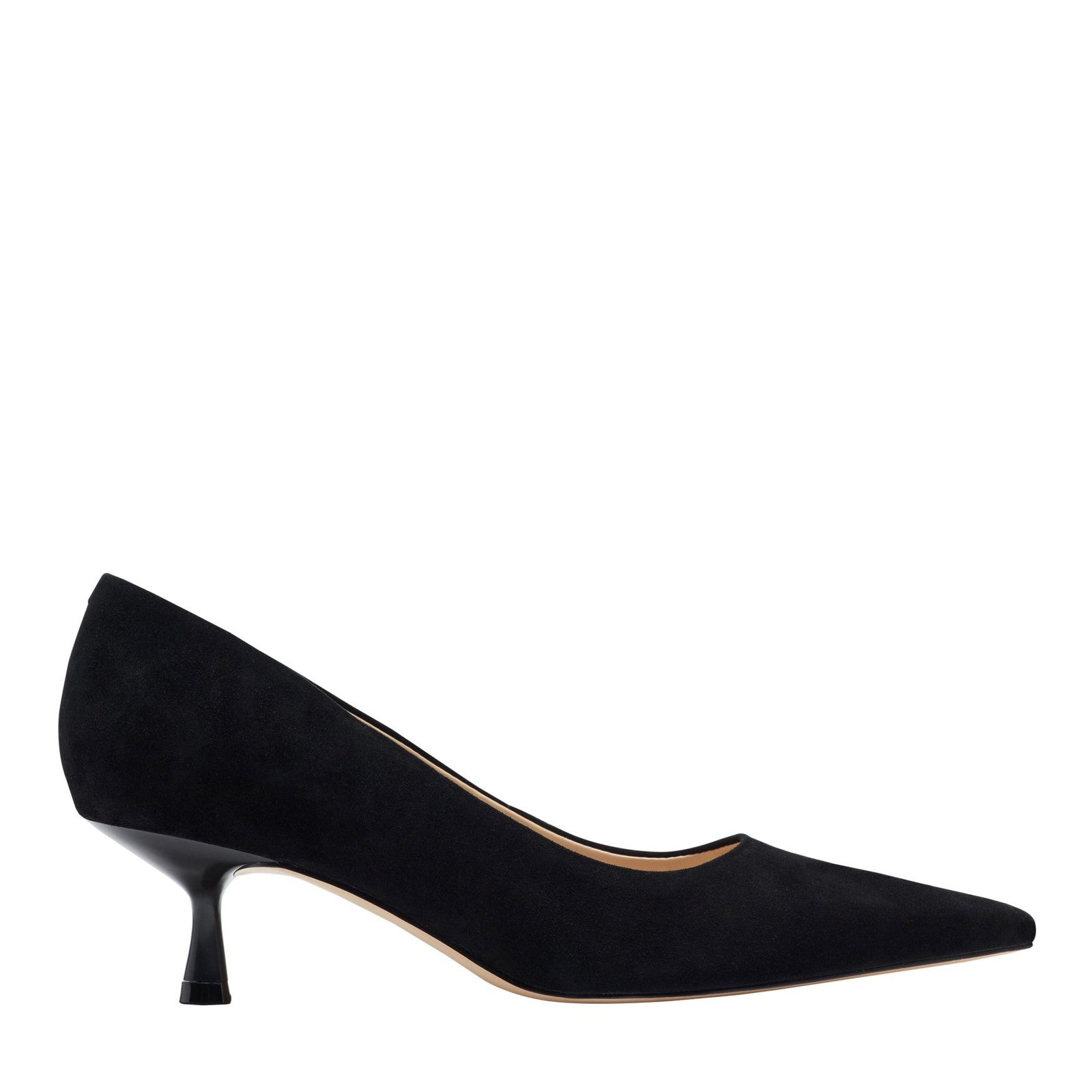Calynna Leather Kitten Heel Pump (Black Suede)