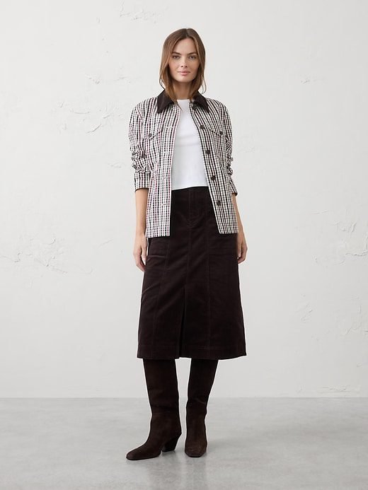 Seamed Corduroy Midi Skirt (Dark Chocolate)