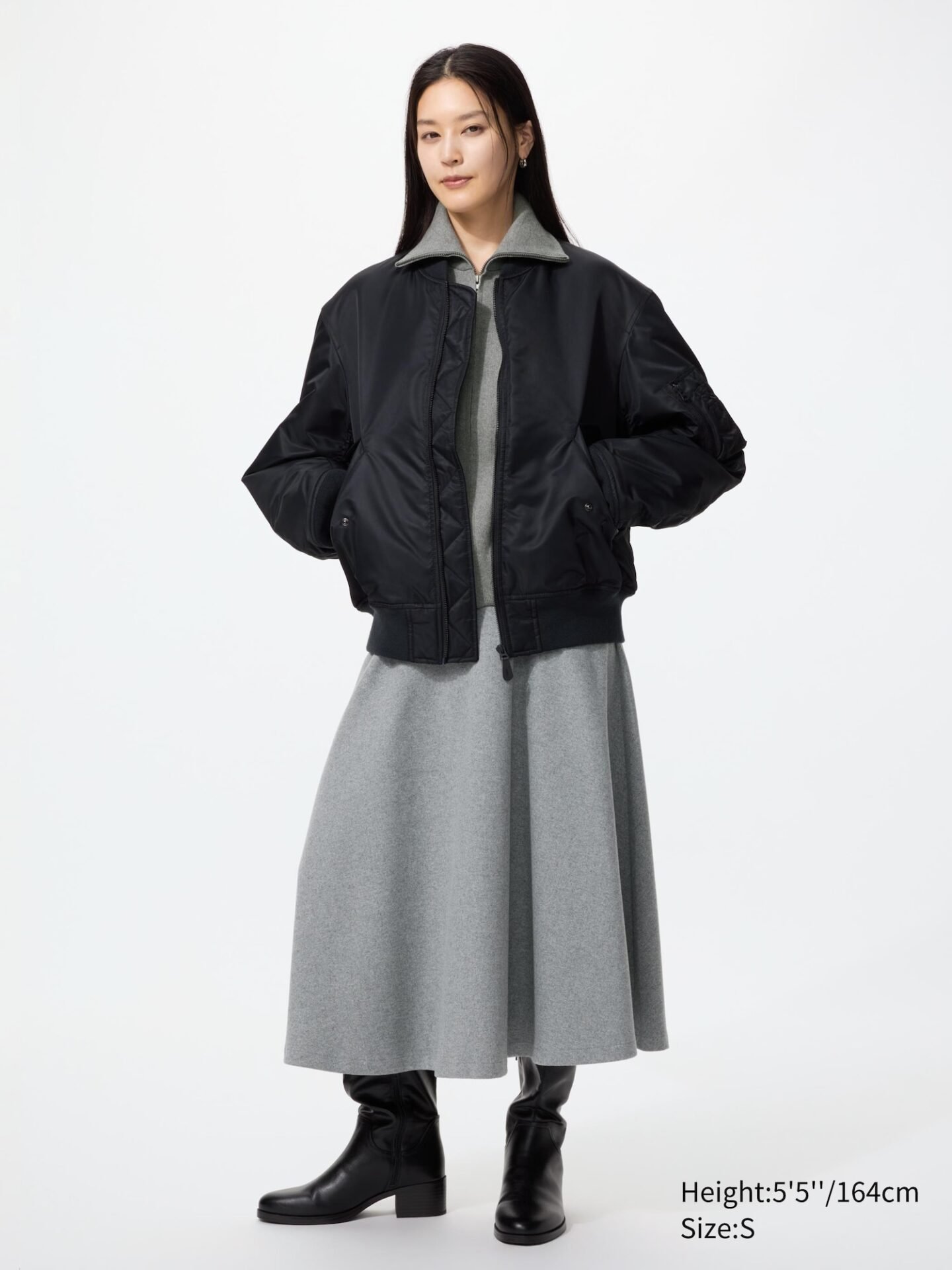 Brushed Jersey Flare Skirt (04 Gray)