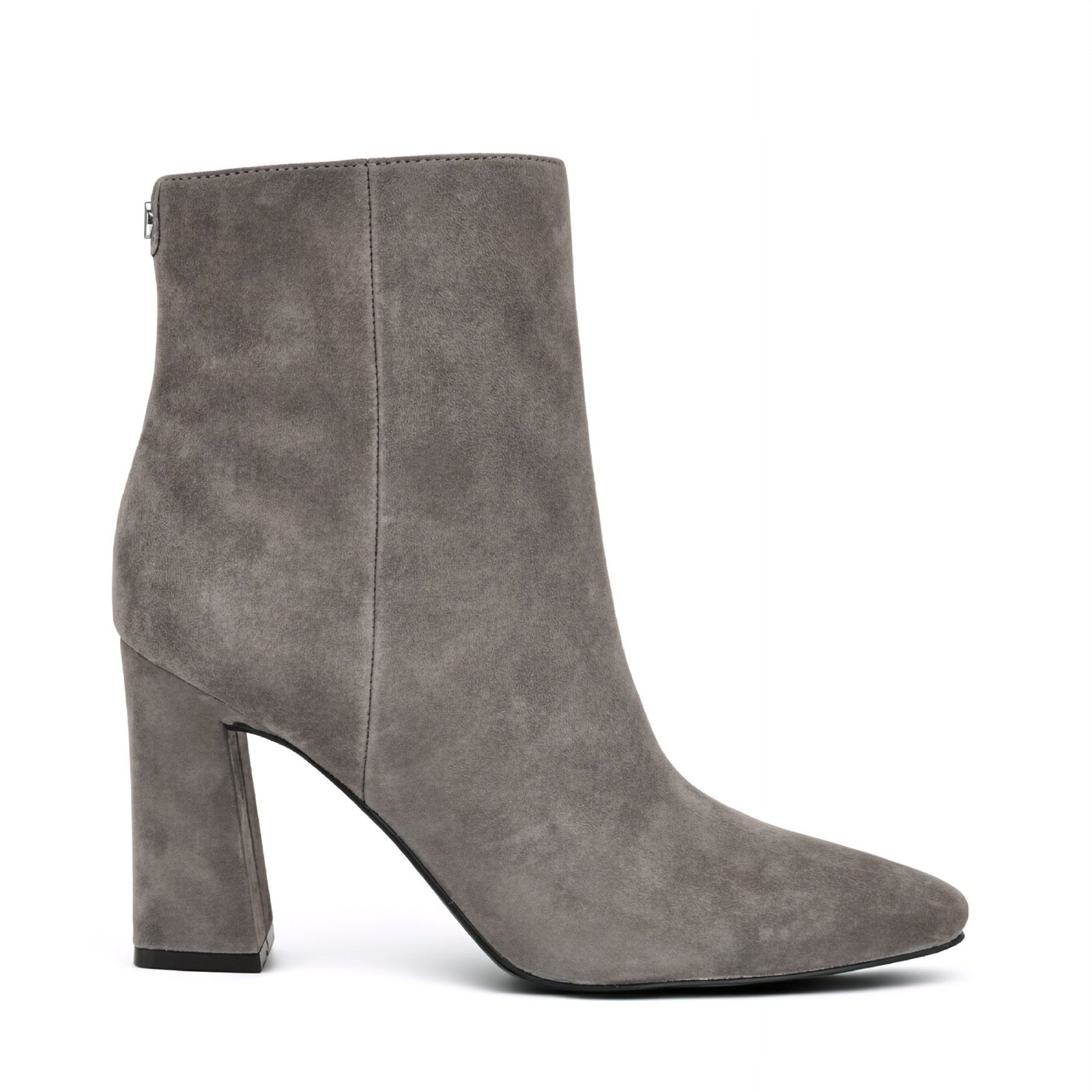 Reraye Block Heel Ankle Leather Booties (Grey Suede)