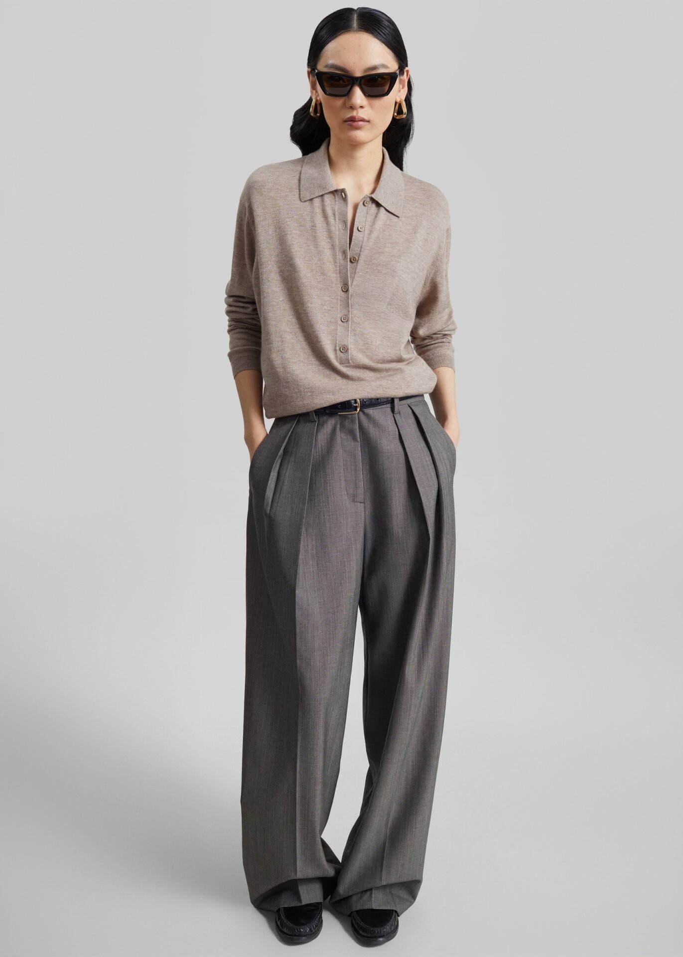 Erena Pleated Trousers (Dark Taupe)