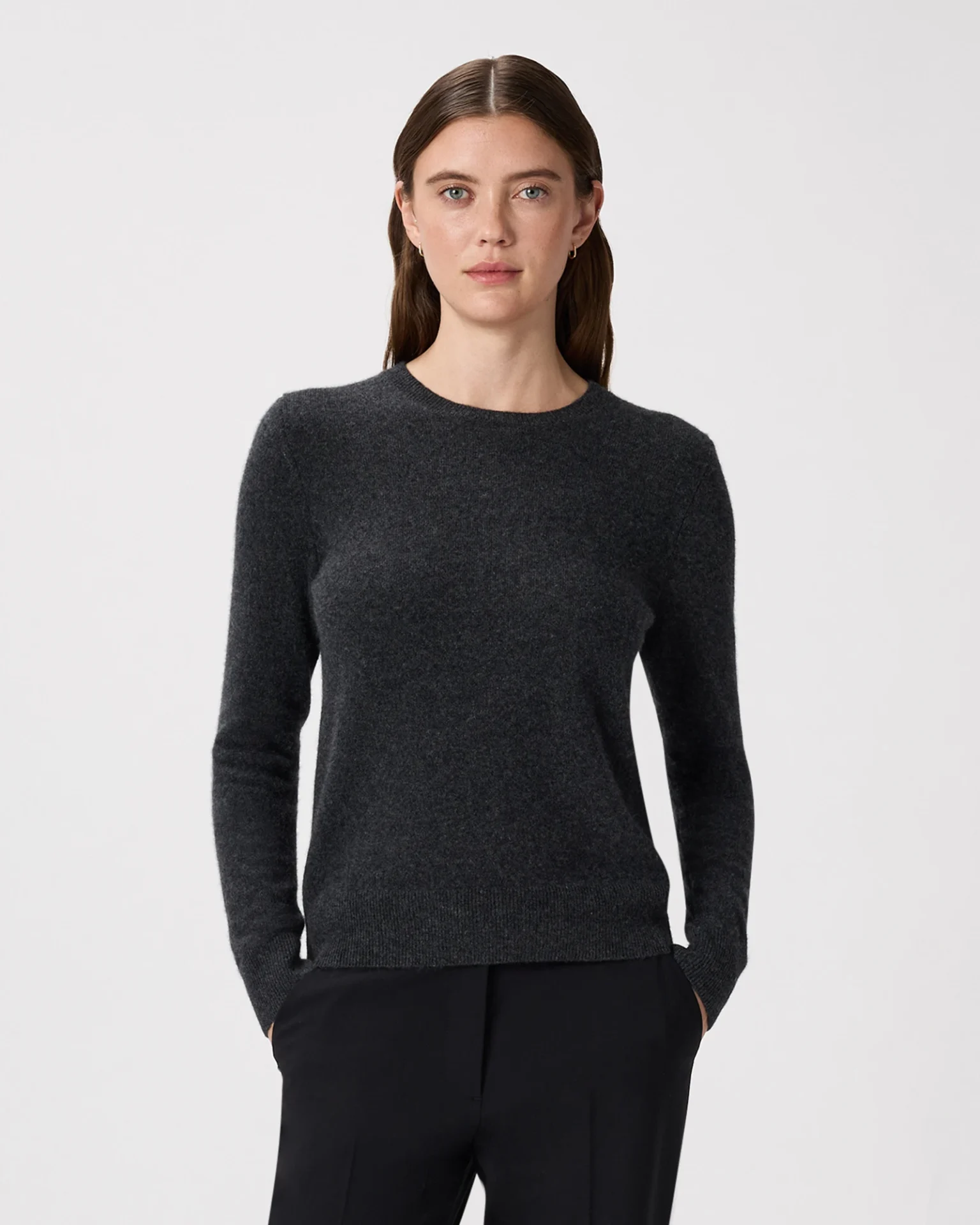 Mongolian Cashmere Crewneck Sweater (Heather Charcoal)