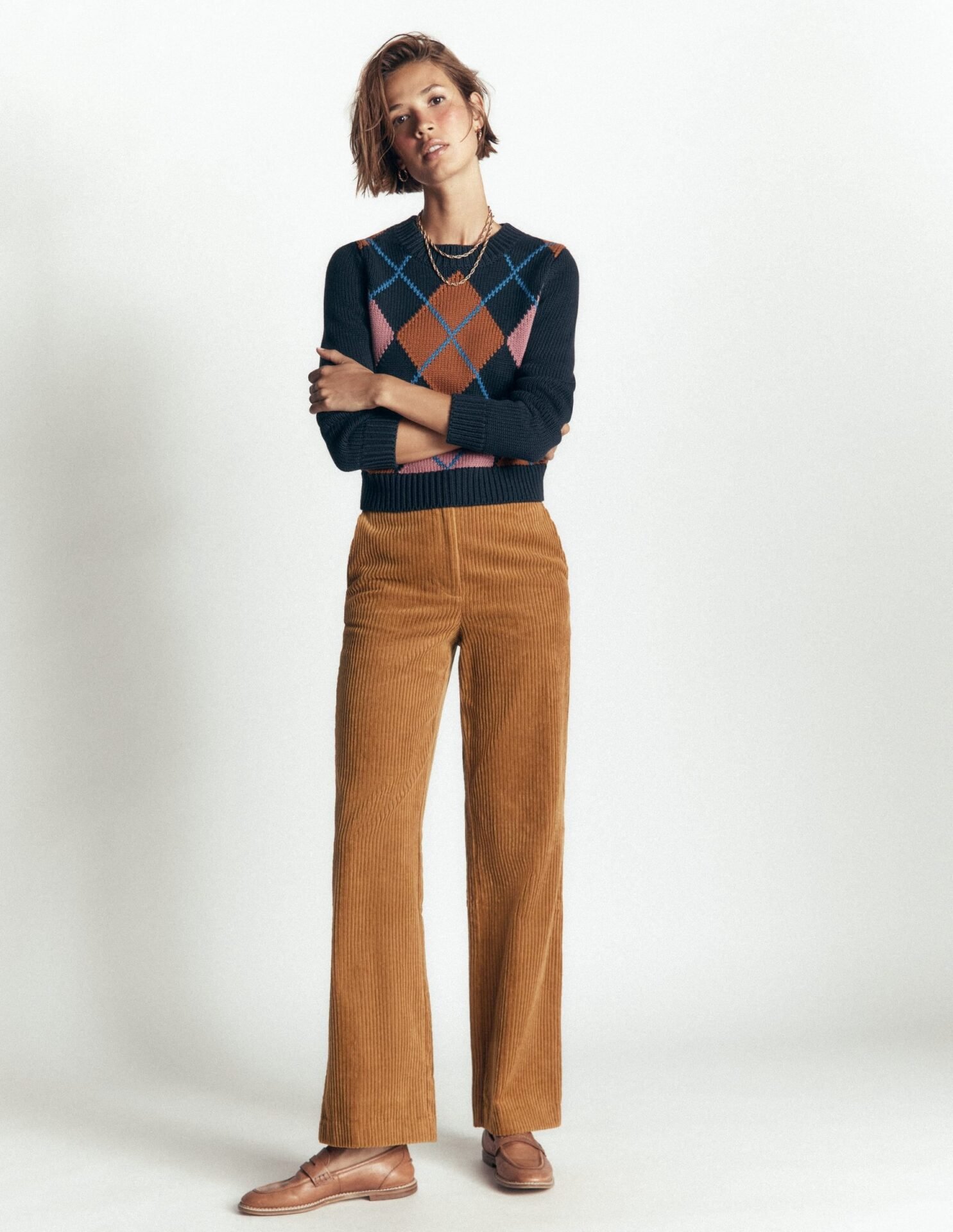 Fitzrovia Cord Column Pants (Gingerbread)