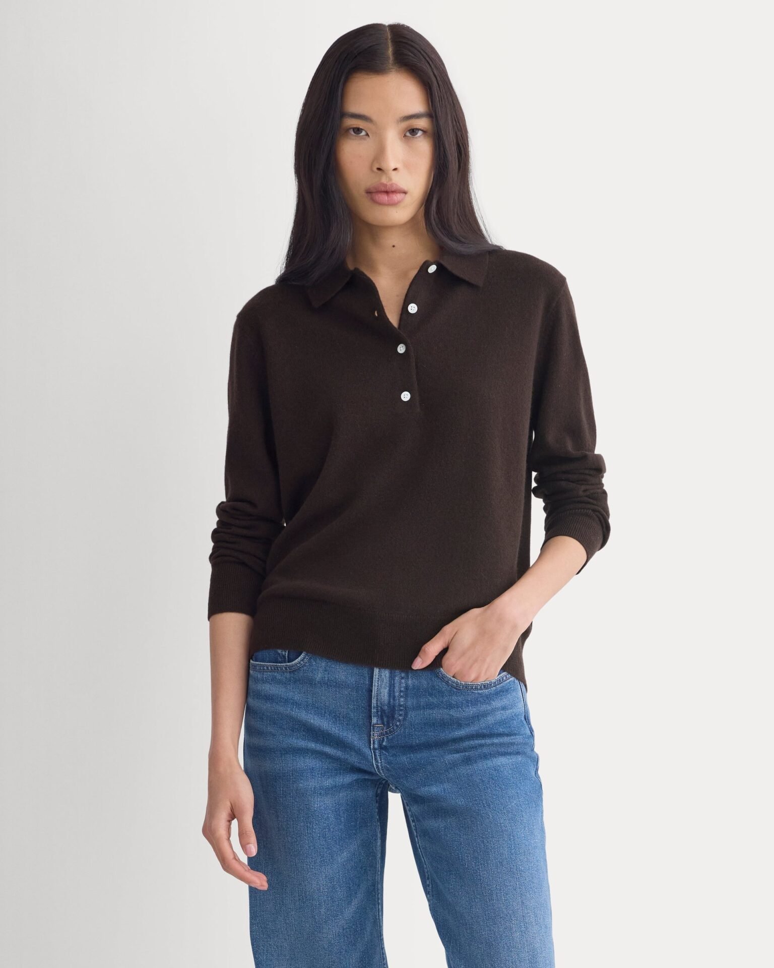 Fine Cashmere Classic Polo (Coffee Bean)