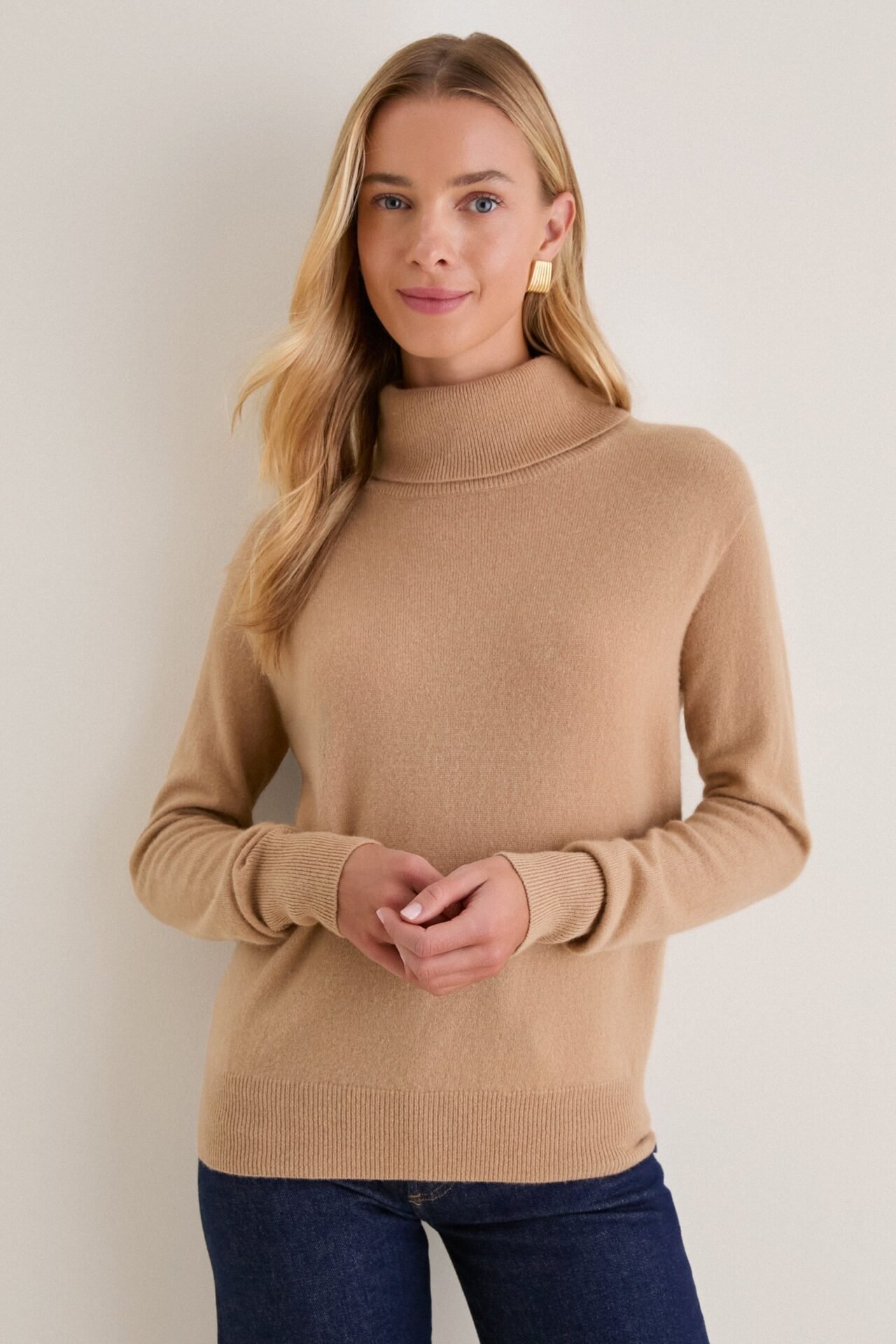 Camel Cashmere Evelyn Turtleneck