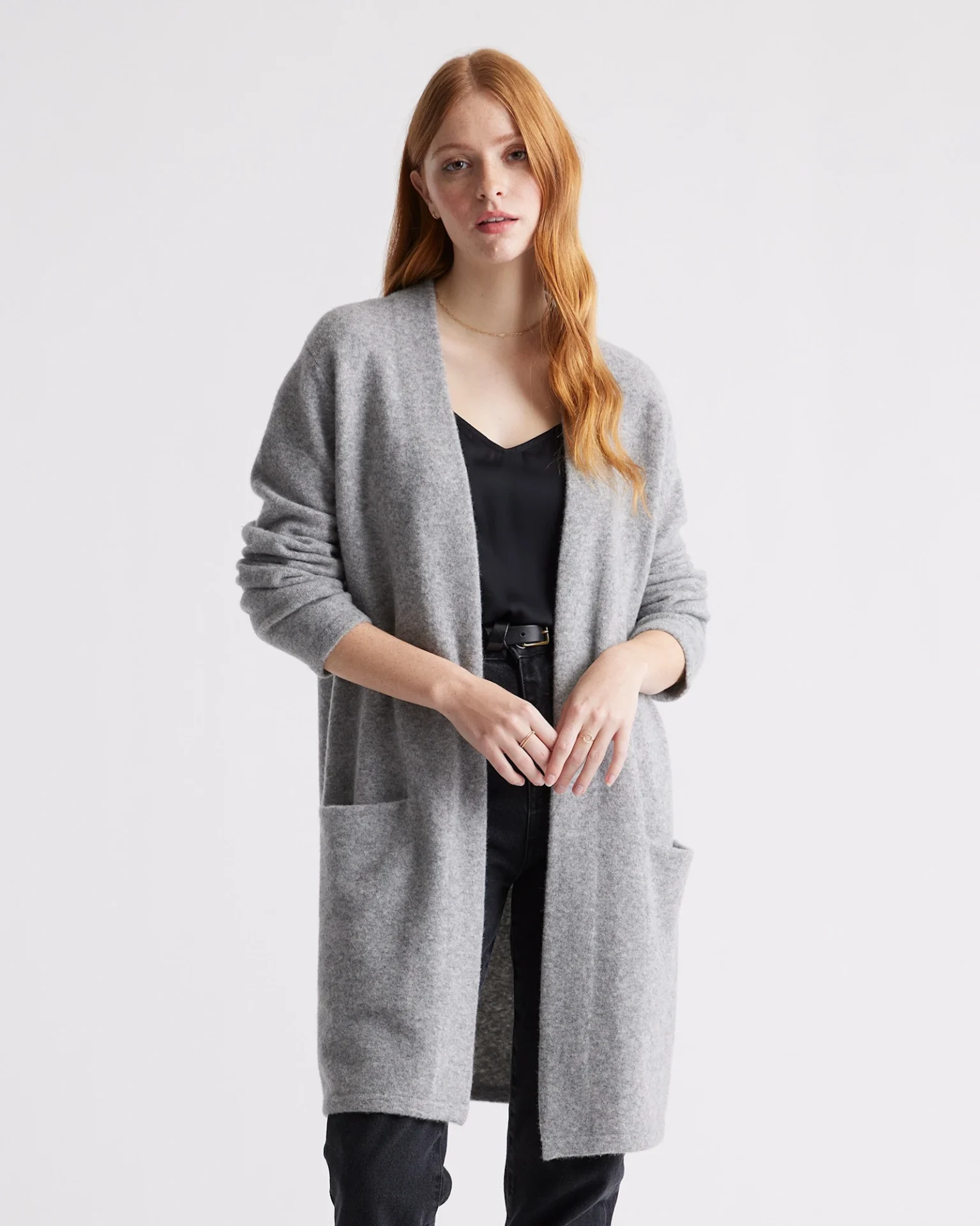 Superfine Merino Wool Sweater Coat (Heather Grey)