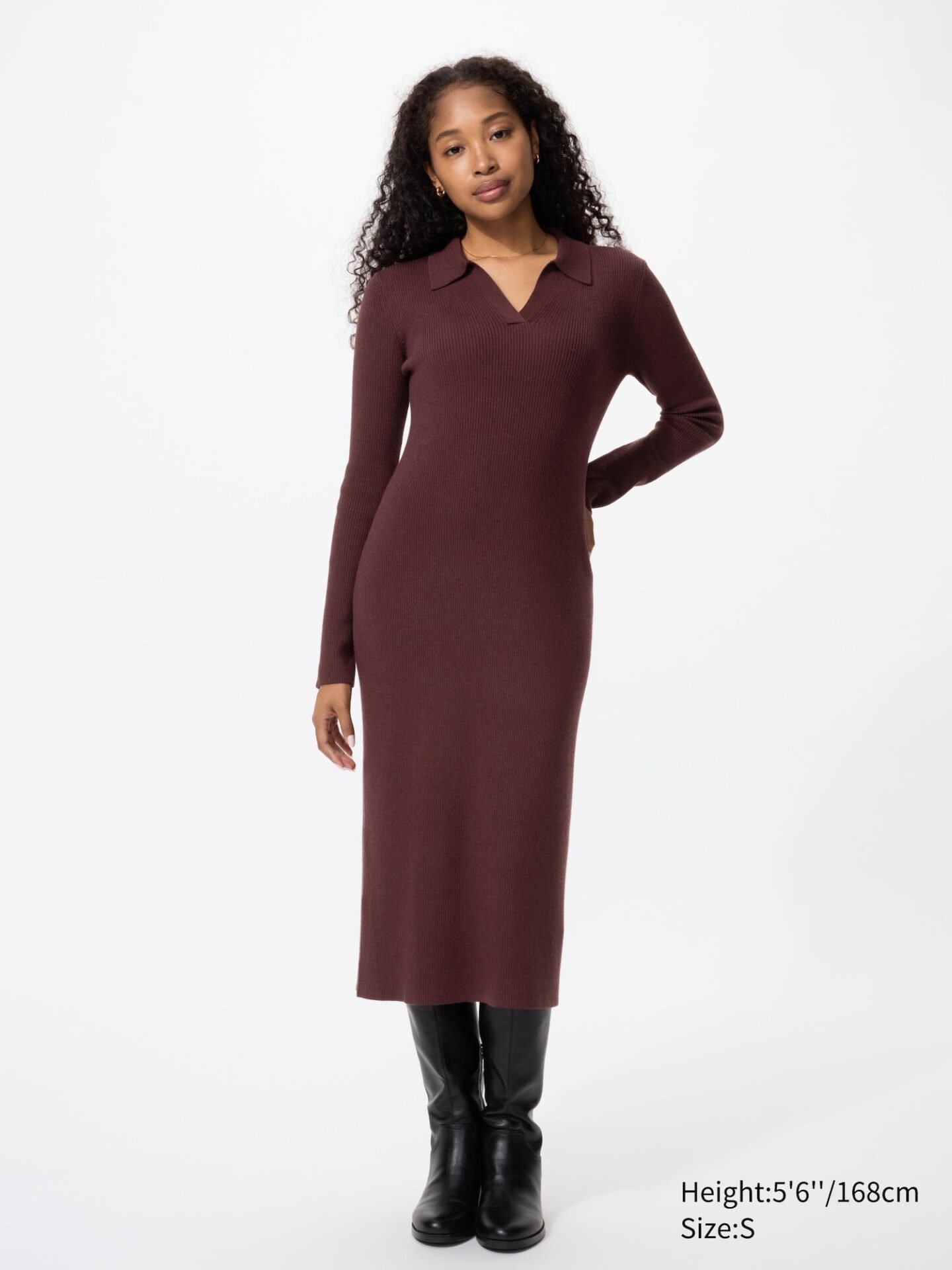 Knitted Polo Dress (19 Wine)