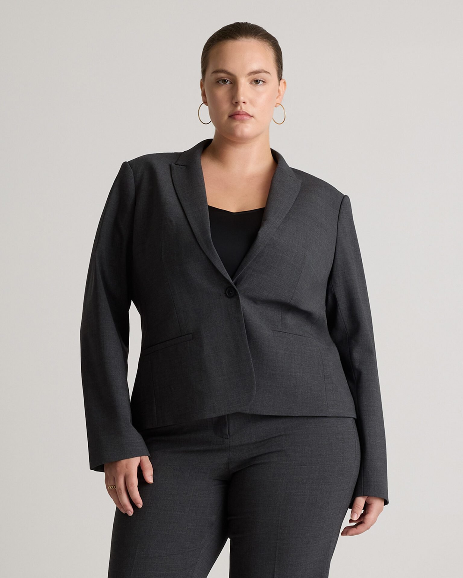 Italian Wool Tailored Blazer (Coal Melange)