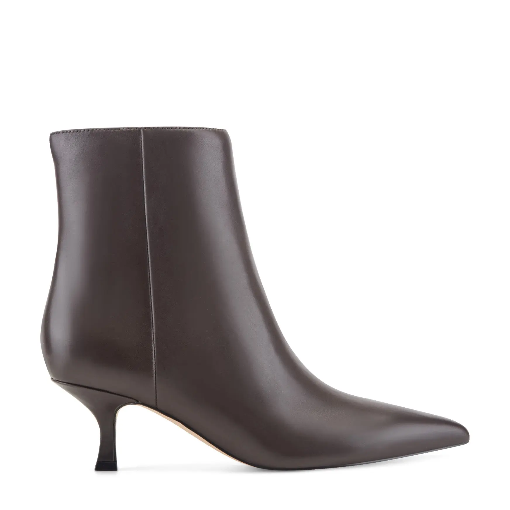 Francy Kitten Heel Leather Bootie (Dark Brown Leather)
