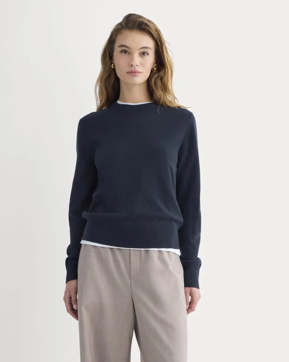 Cashmere Slim Crew Sweater (Navy)