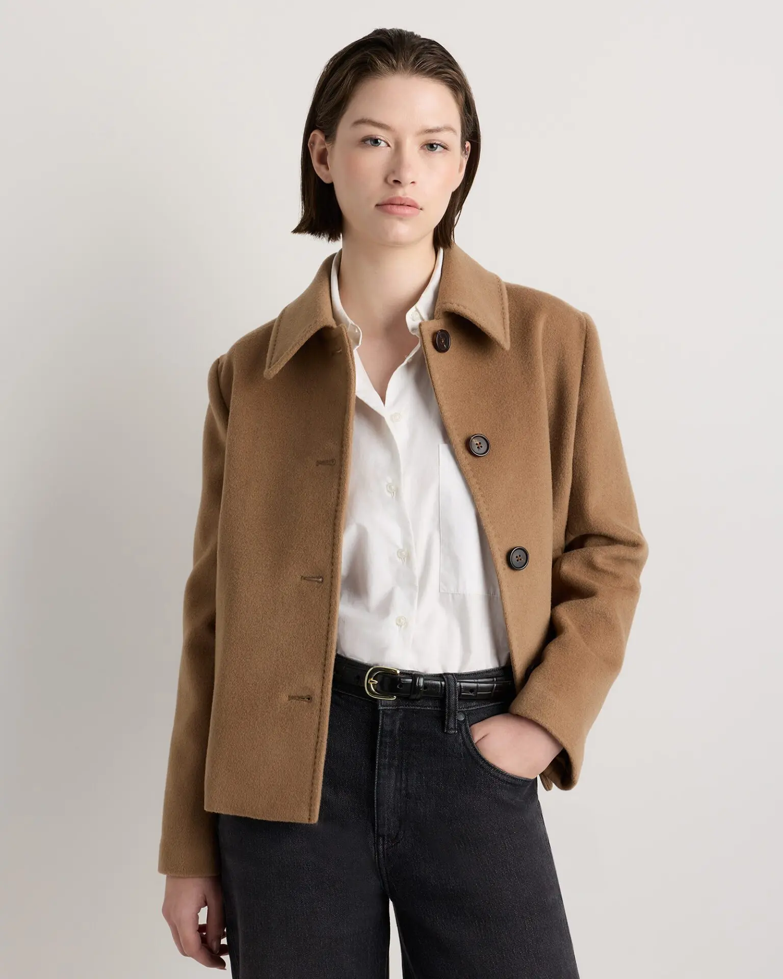 Wool Cashmere Short Coat (Mocha Brown)