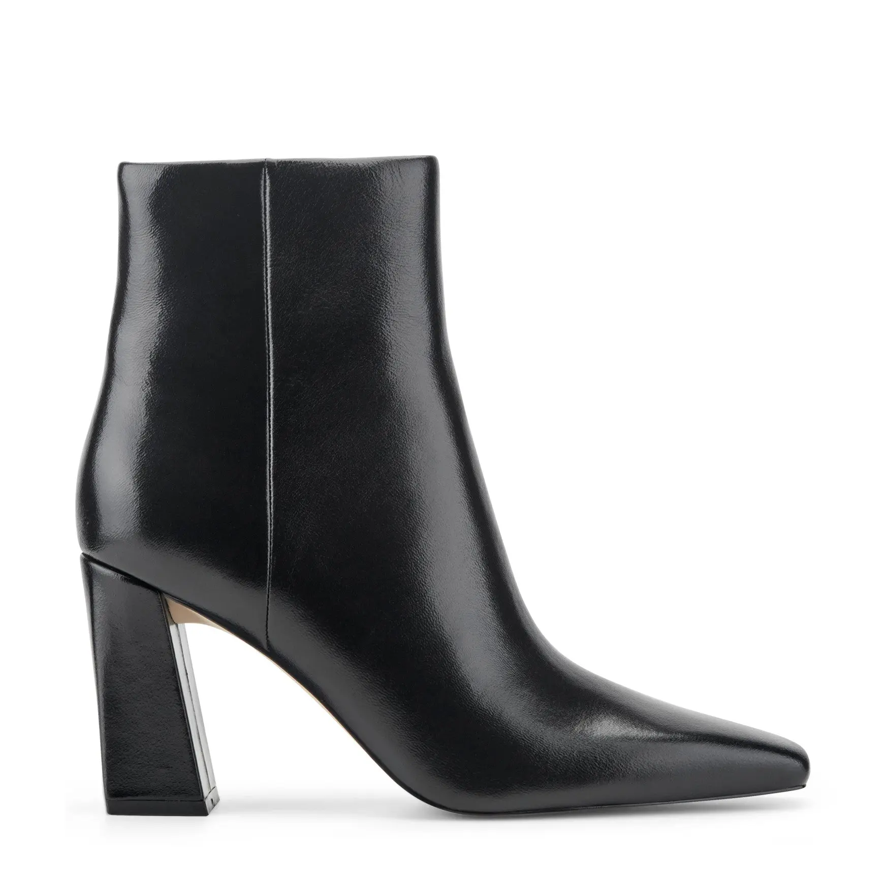 Novella Block Heel Leather Ankle Bootie (Black Leather)