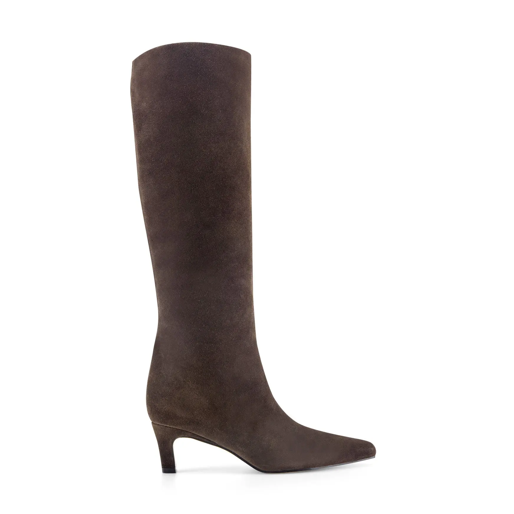 Erynn Leather Knee High Boot (Dark Brown Suede)