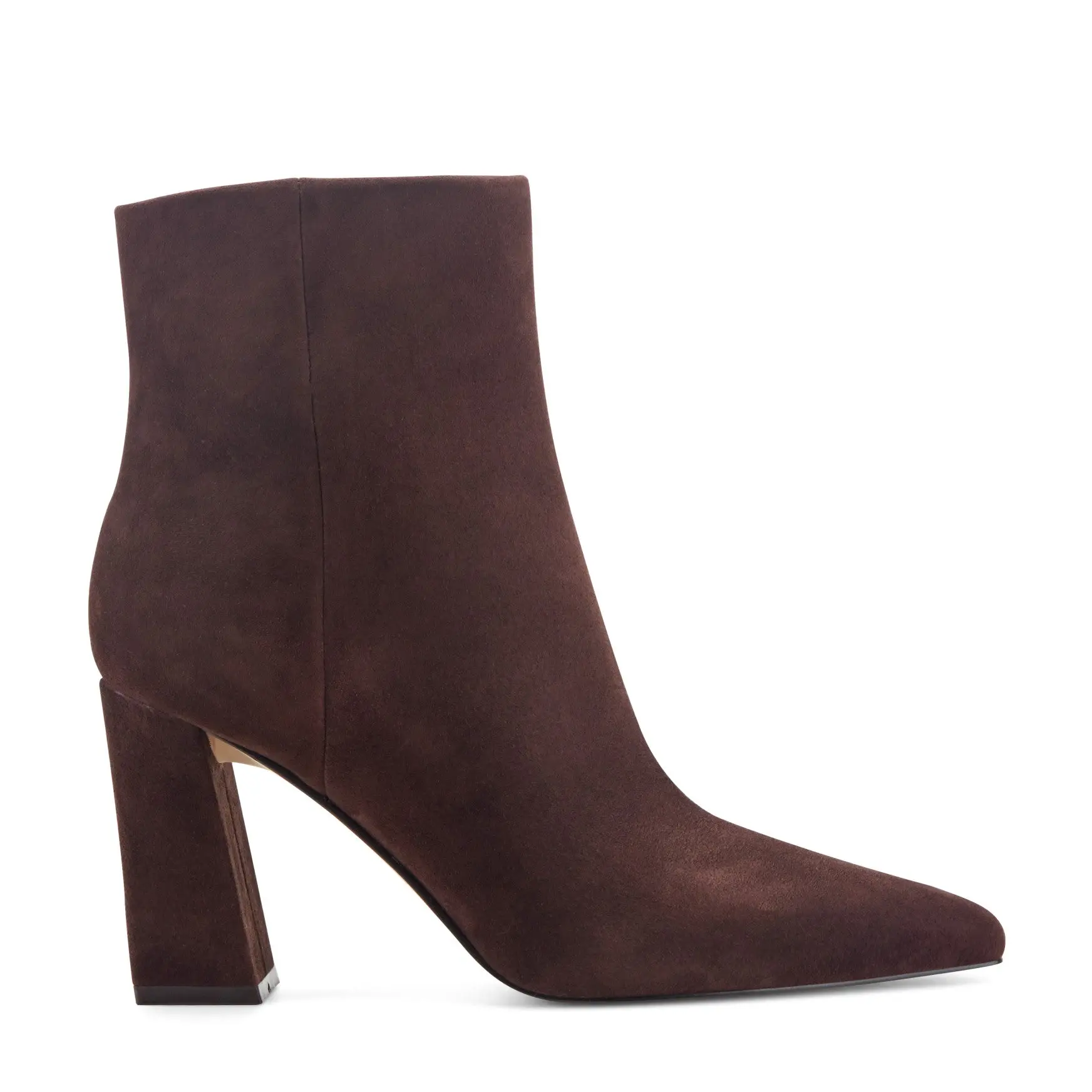 Novella Block Heel Leather Ankle Bootie (Brown Suede)