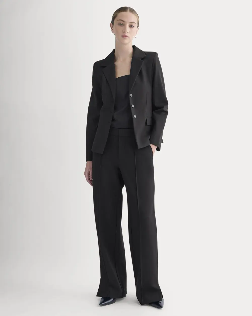 Ponte Wide-Leg Trouser (Black)