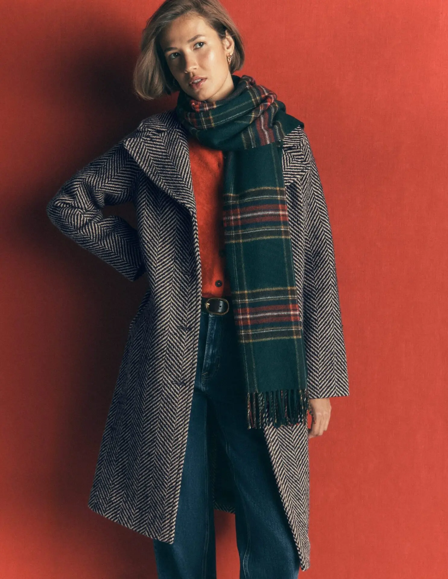 Cotswold Wool Coat (Grey Herringbone)