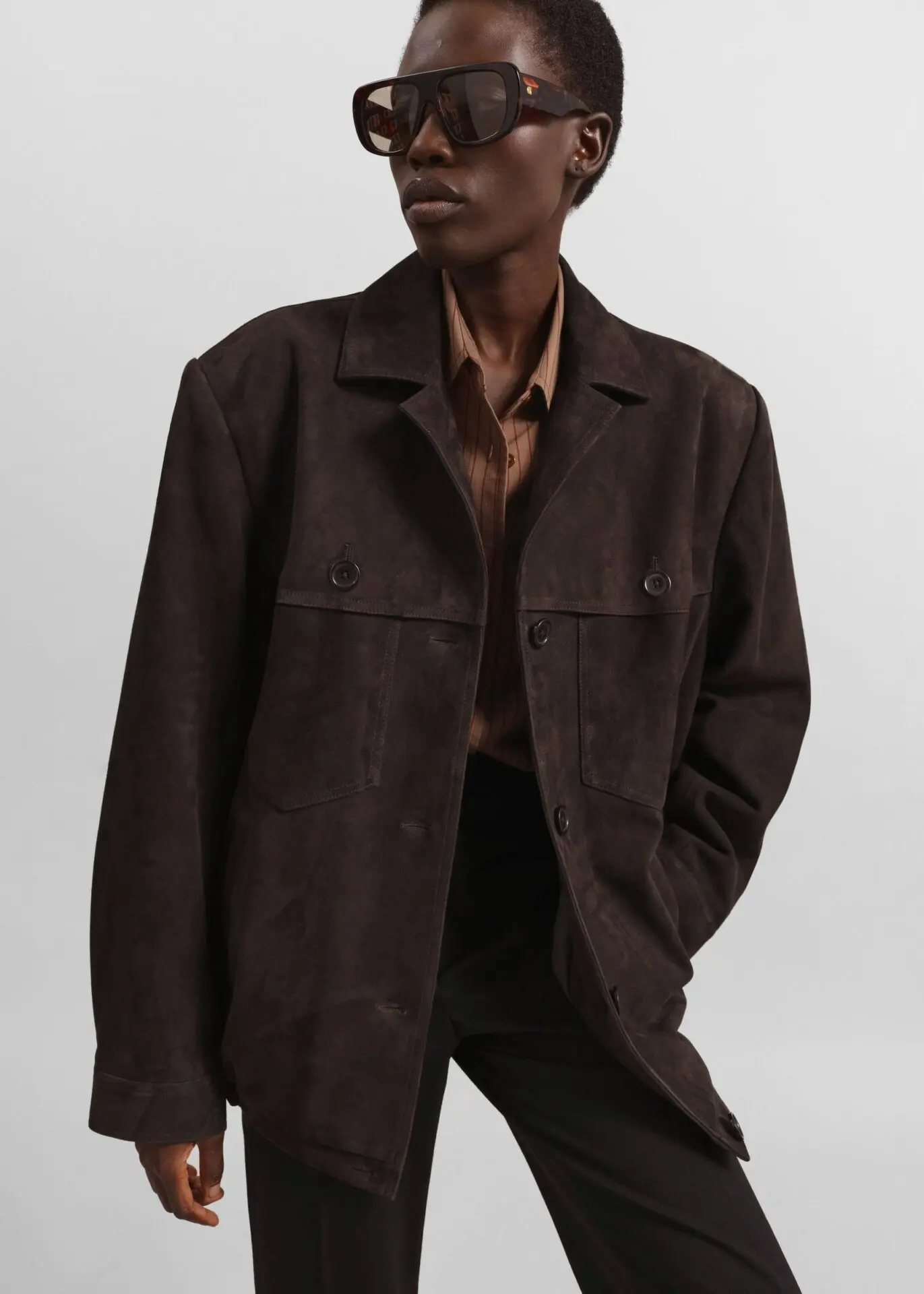 Hester Faux Suede Jacket (Brown)