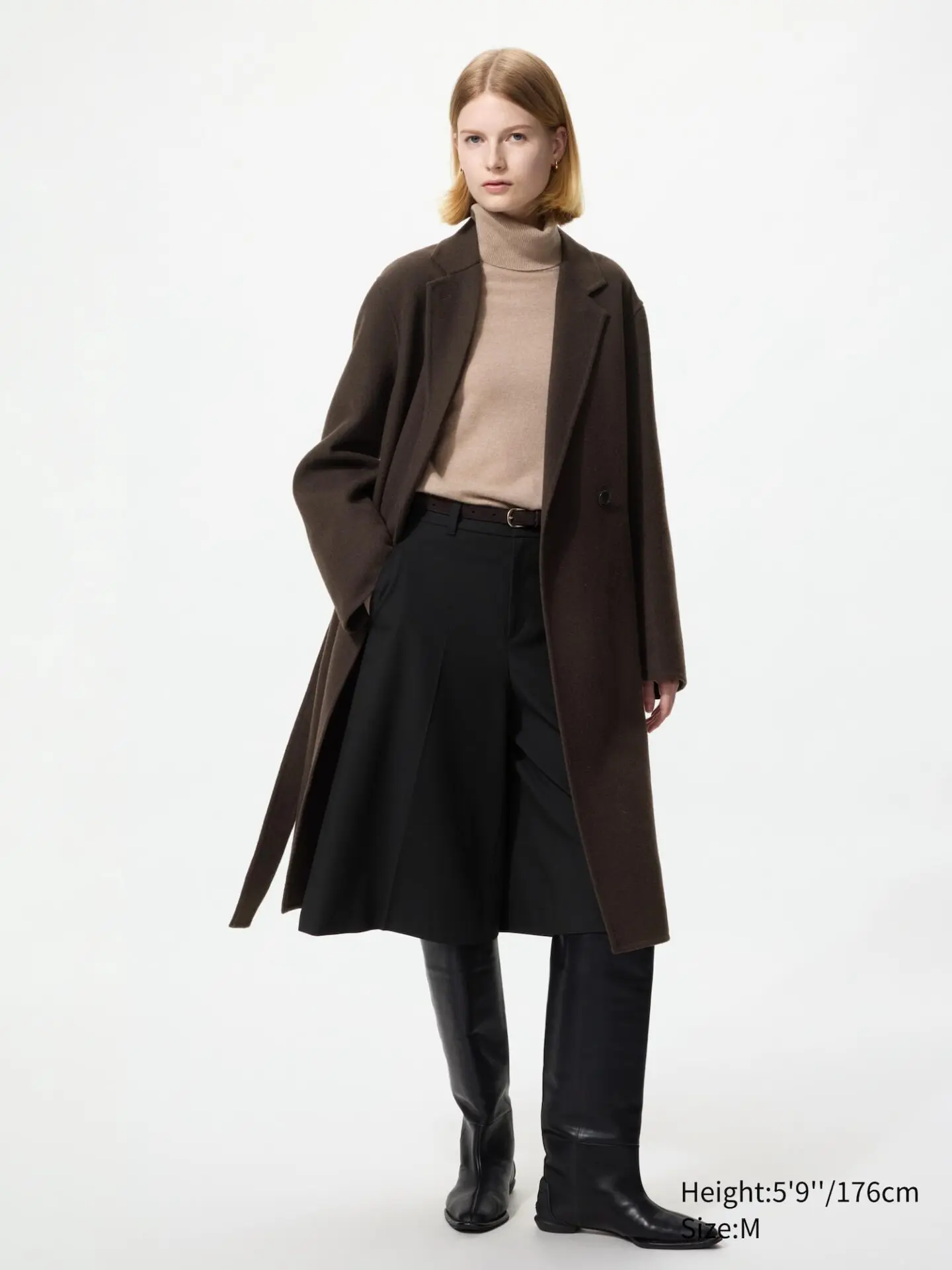 Double Face Relaxed Long Coat (39 Dark Brown)