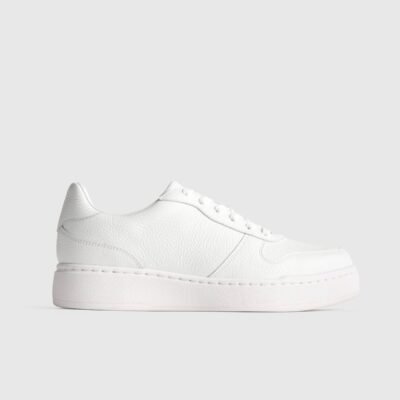 Full-Grain Leather Comfort Court Sneaker (White)
