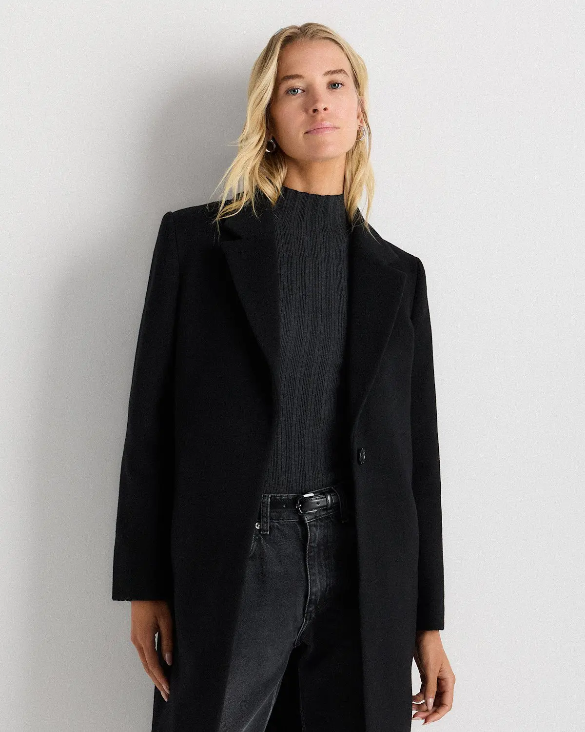 Wool Cashmere Blazer Coat (Black)