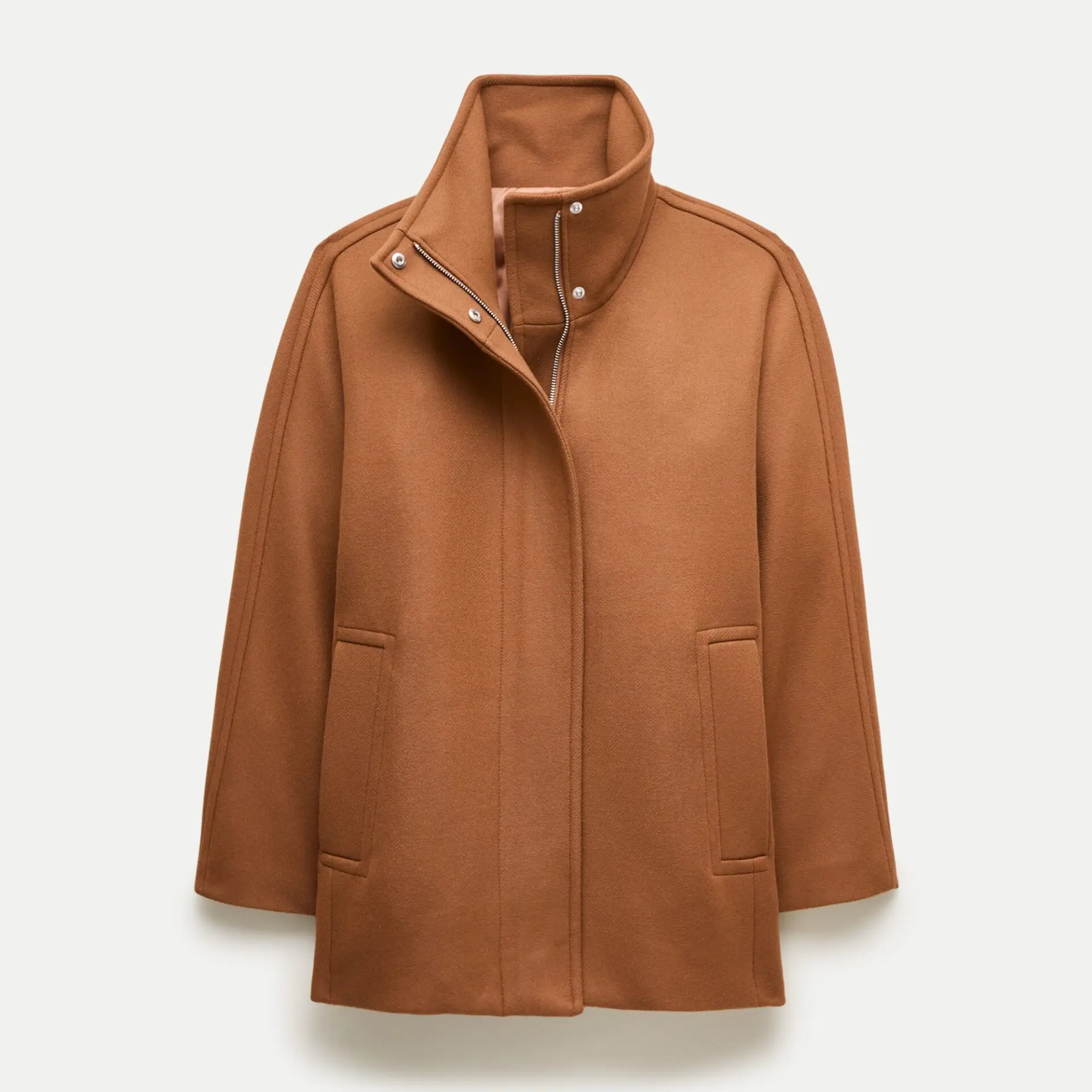Luciana Coat in Wool-Blend Melton (Dark Camel)