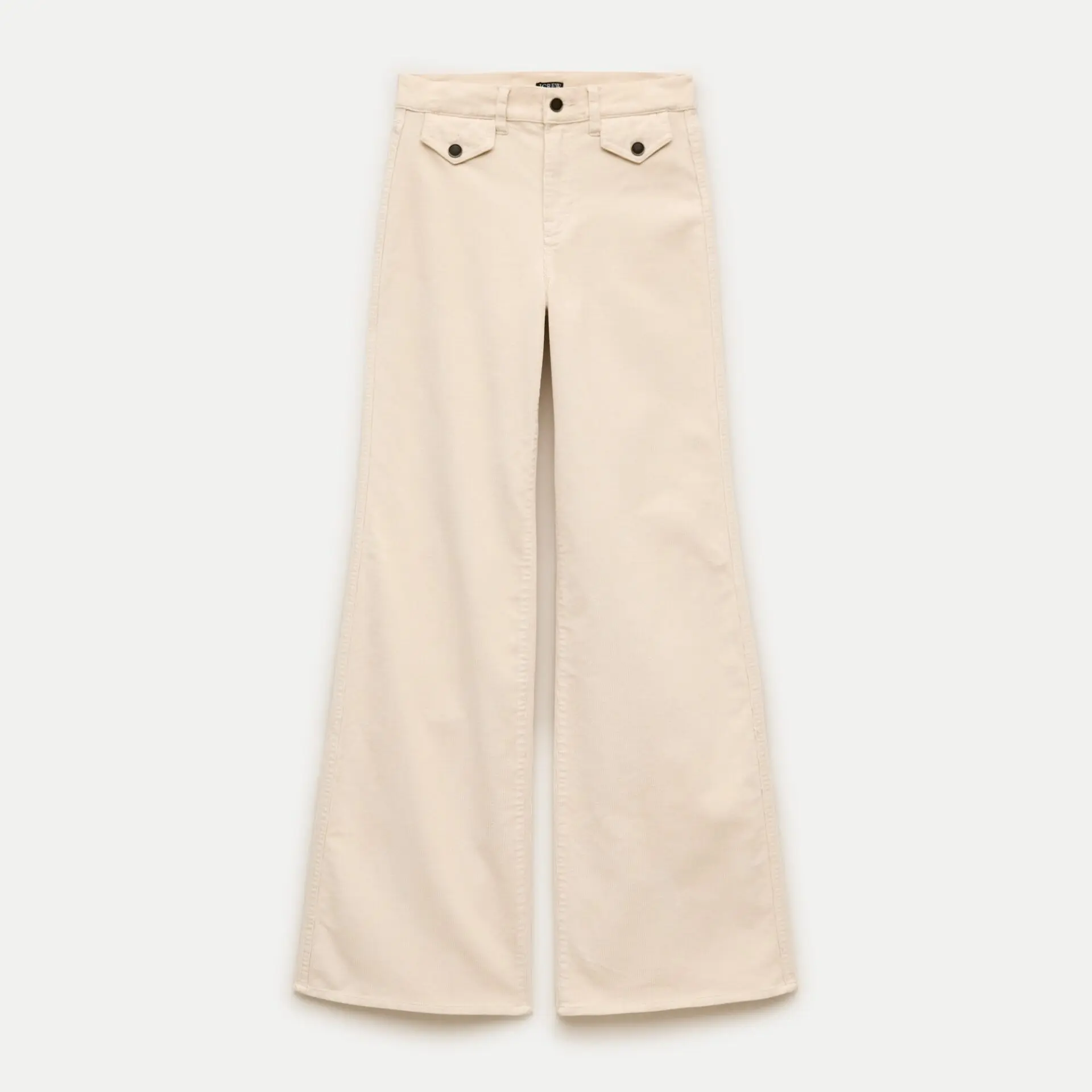 Wide-Leg Trouser in Stretch Corduroy (Pale Bone)