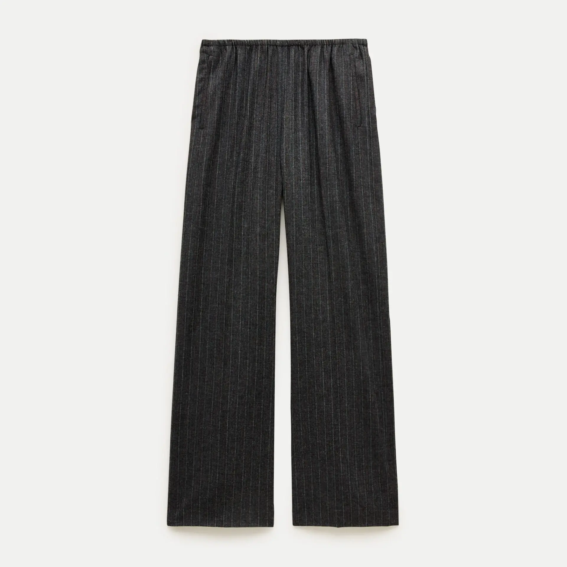 Cosmo Pant in Pinstriped Italian Wool Blend (Charcoal)