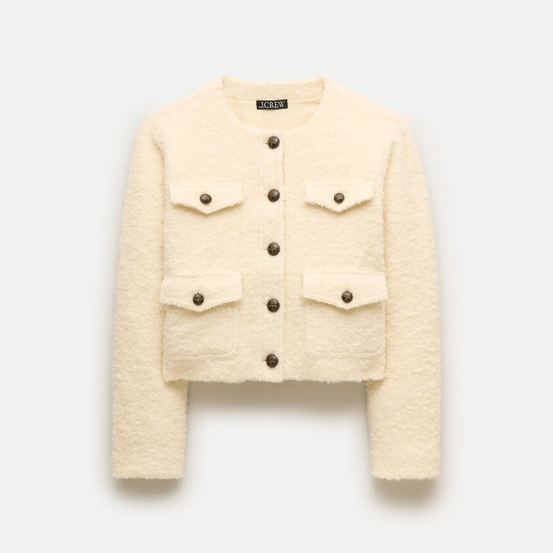 Knit Jacket in Bouclé Wool Blend (Natural)