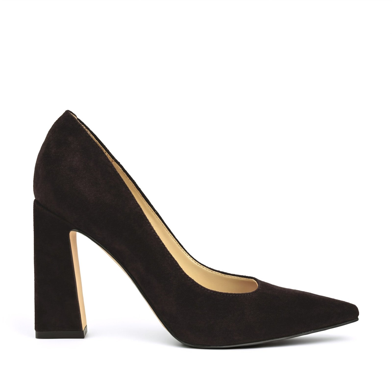 Tamant Block Heel Dress Pumps (Dark Brown Suede)