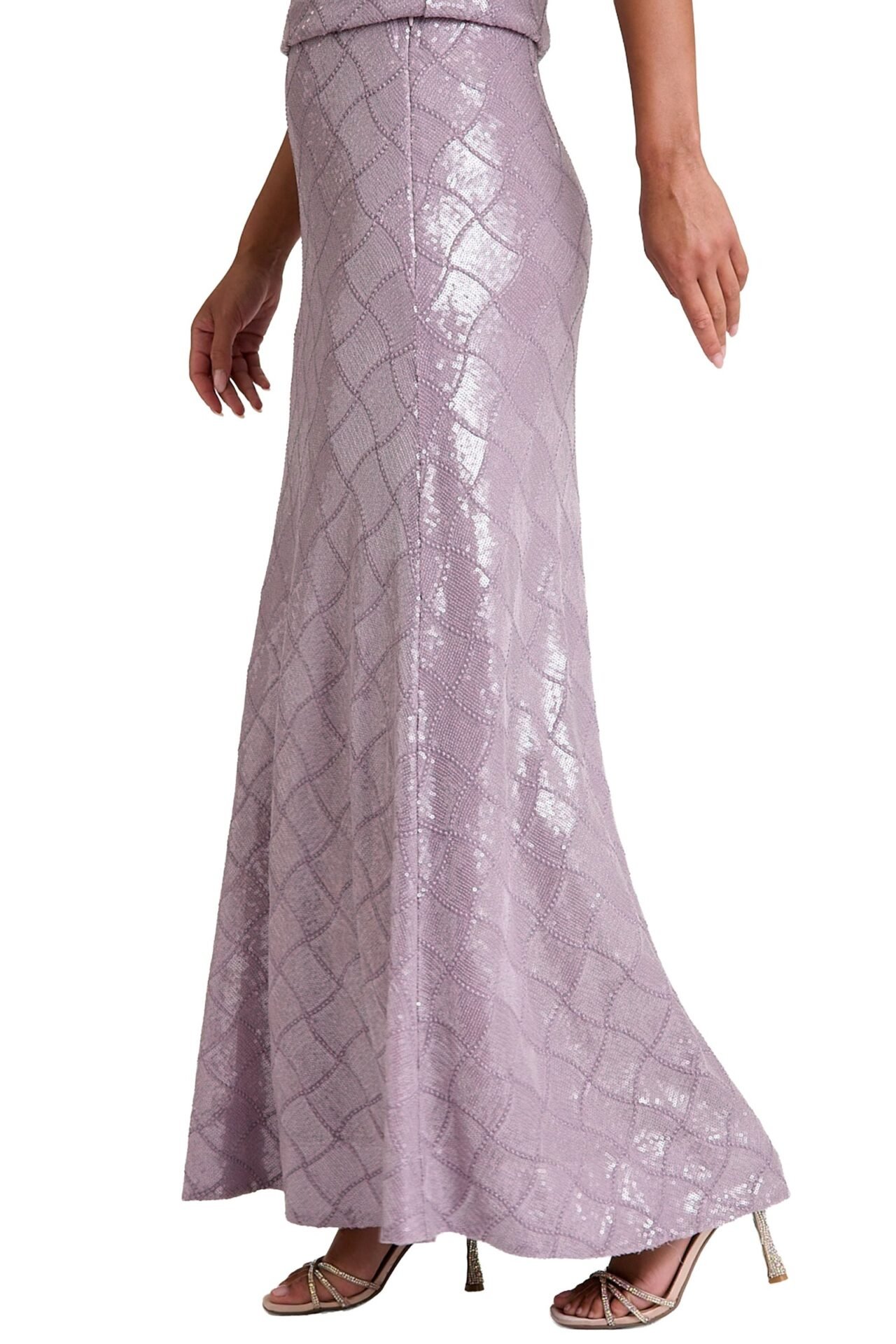 Bryant Diamond Sequin Floor Length Skirt (Mauve)