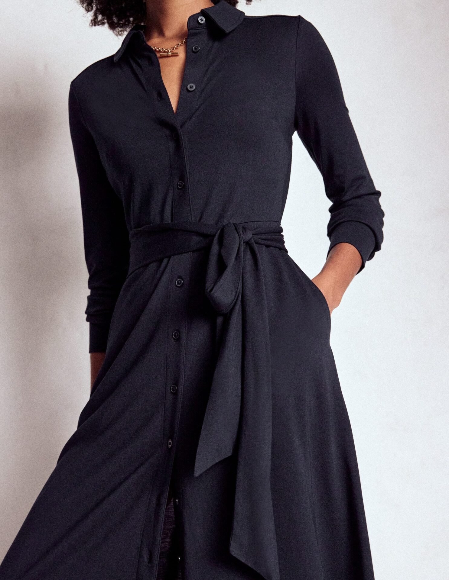 Marcia Jersey Shirt Dress (Navy)