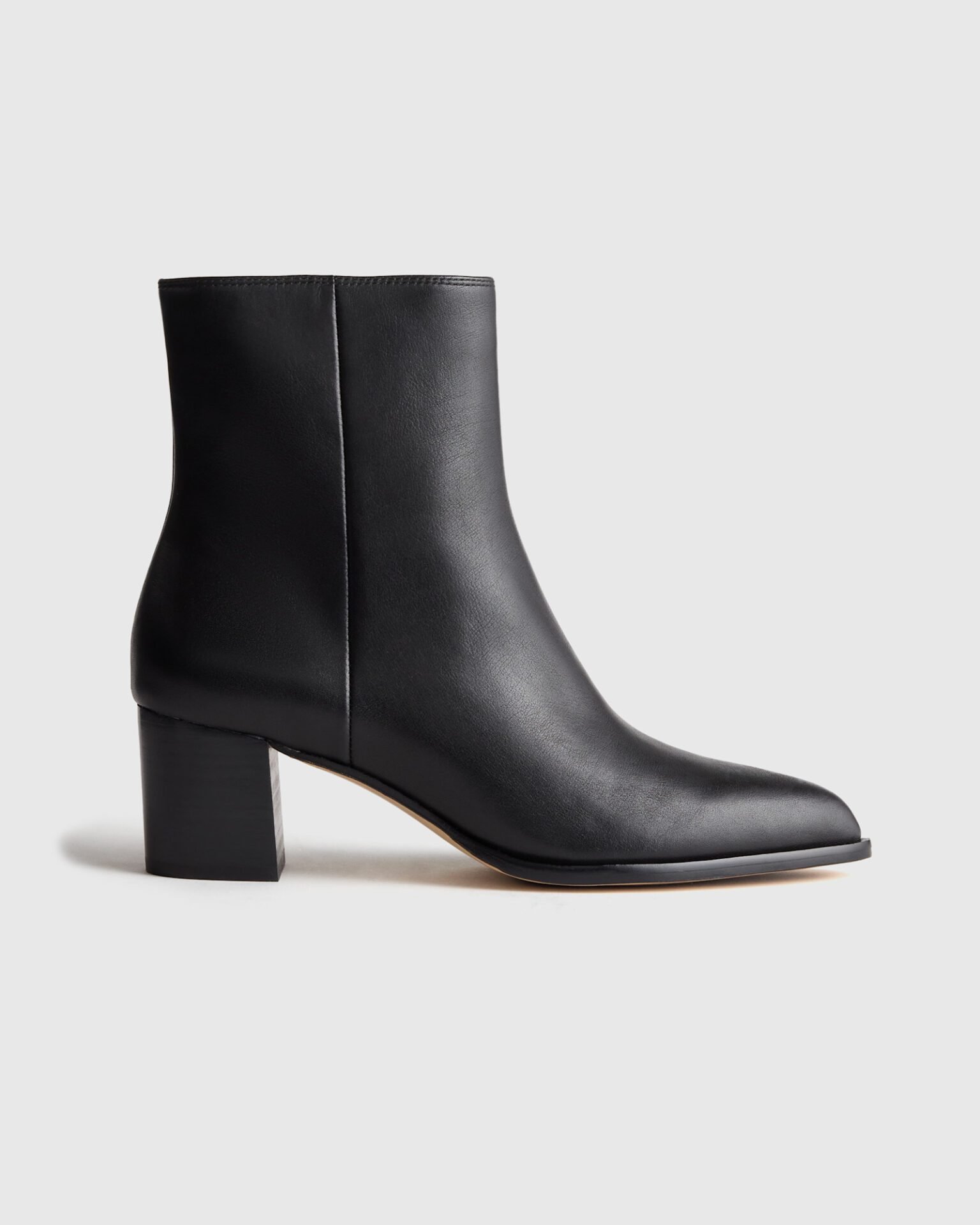 Italian Leather Heeled Ankle Boot (Black)