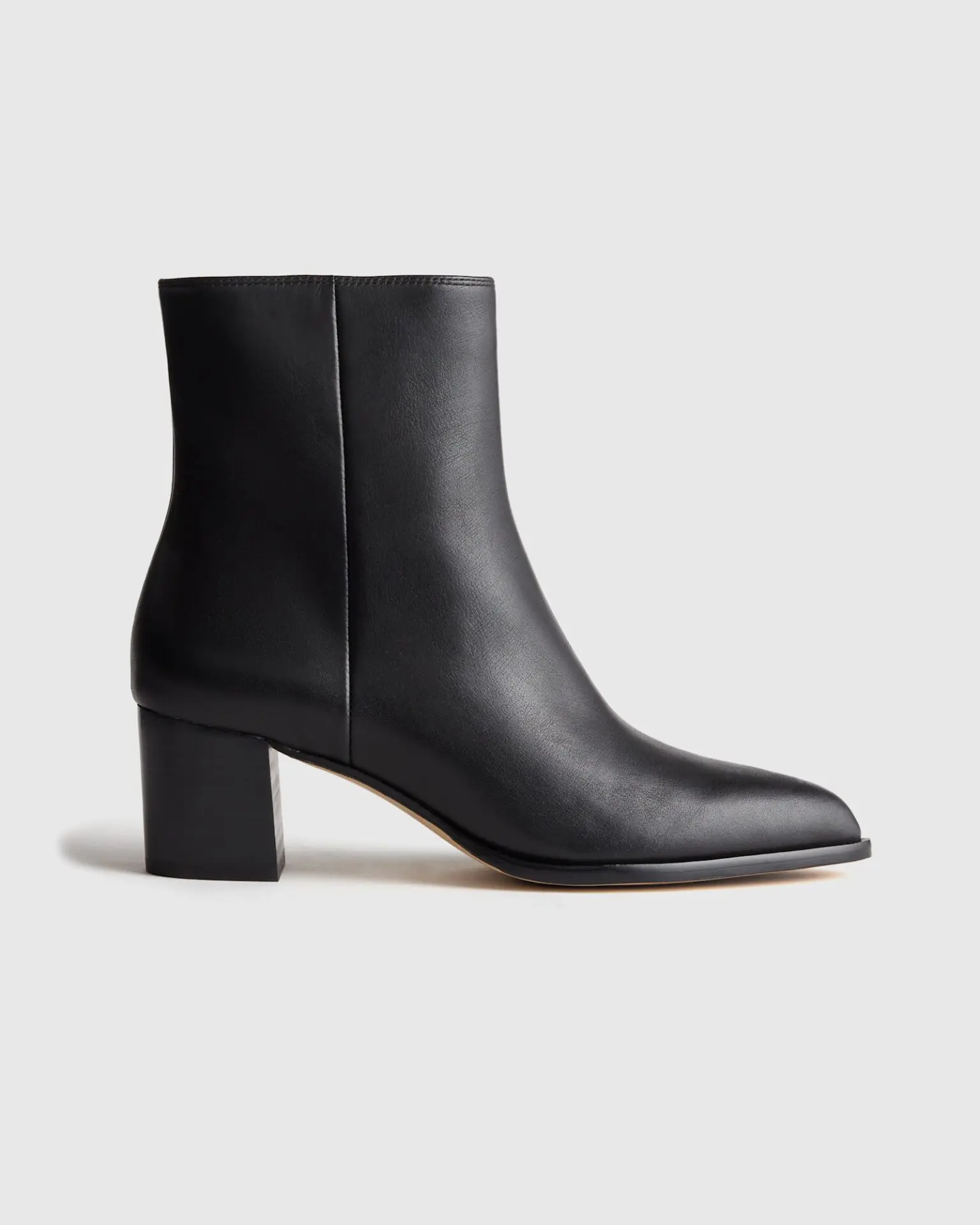Italian Leather Heeled Ankle Boot (Black)