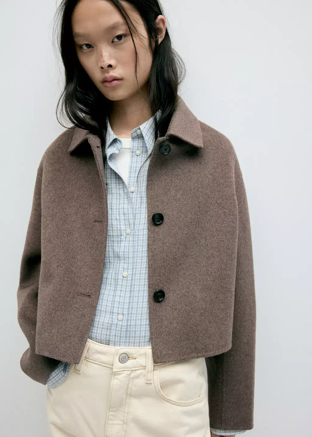 Wool-Blend Lapel Jacket (Medium Brown)
