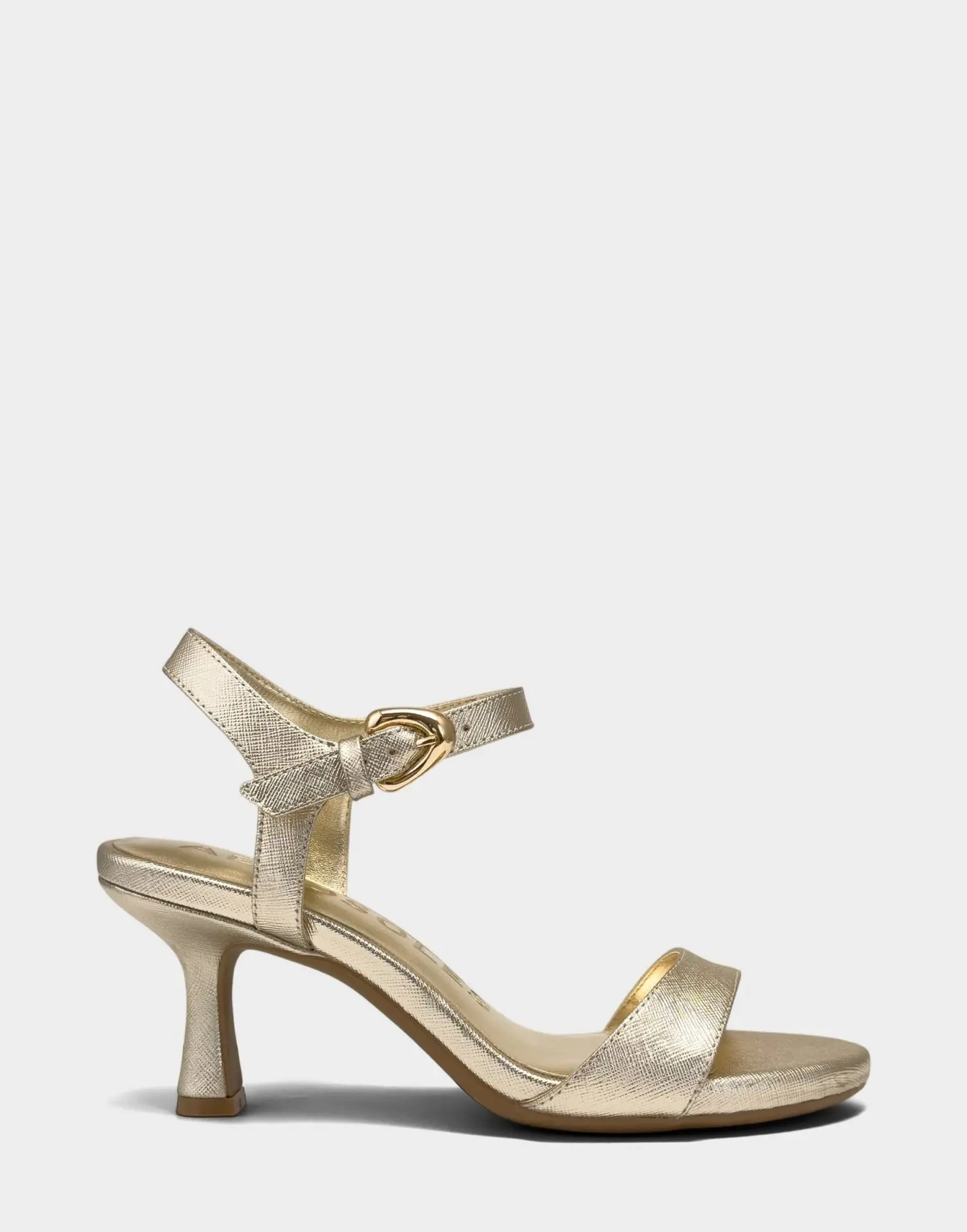 Divia Heeled Sandal (Soft Gold Saffiano)