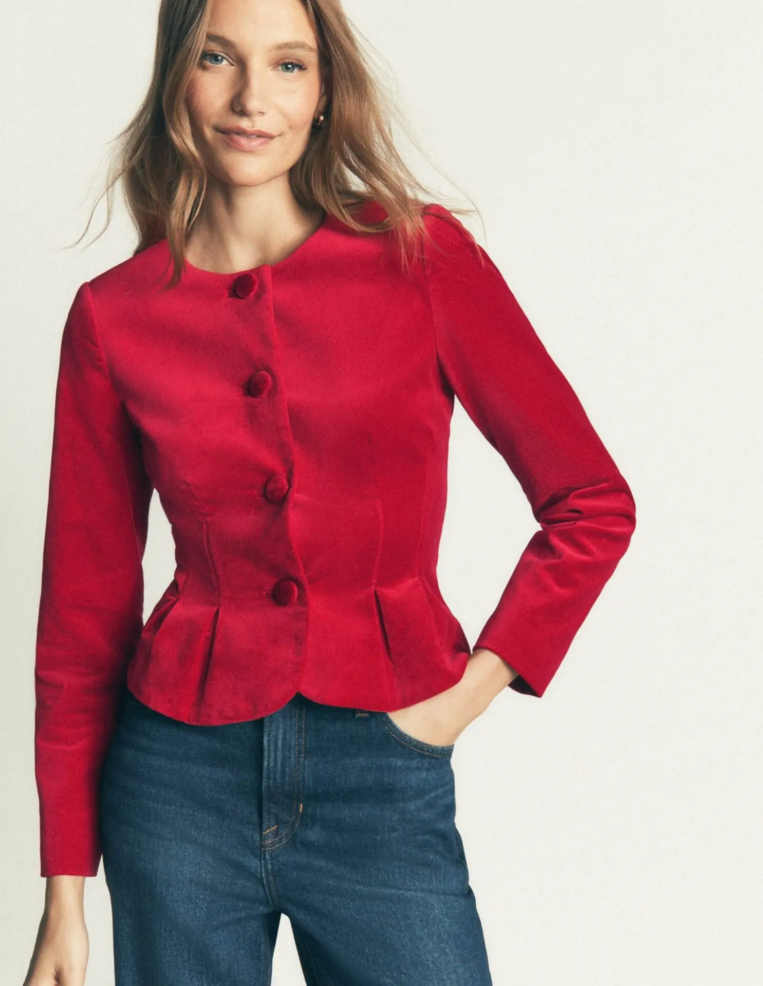 Velvet Waisted Jacket (Savvy Red)
