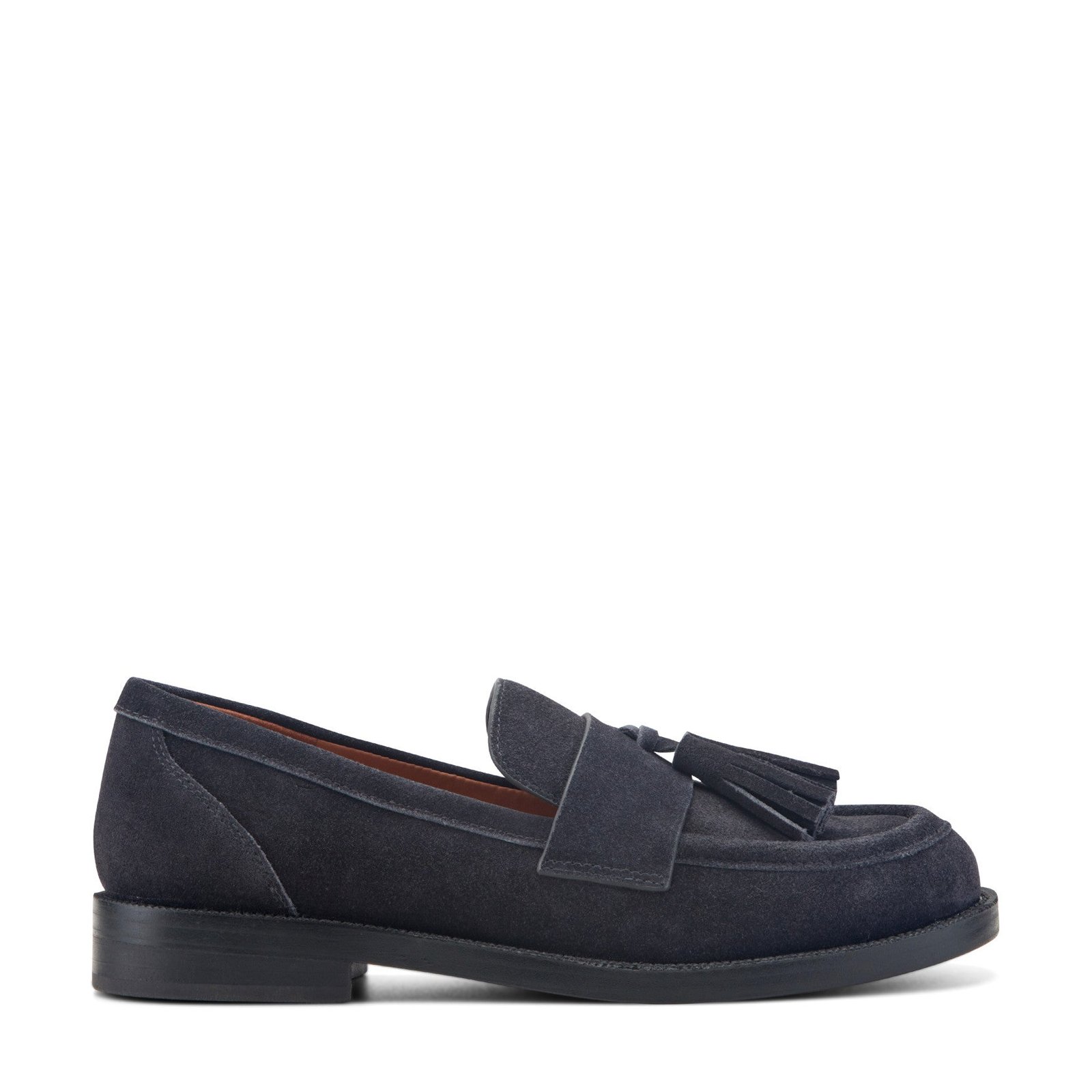 Tifani Leather Tassle Loafer (Navy Suede)