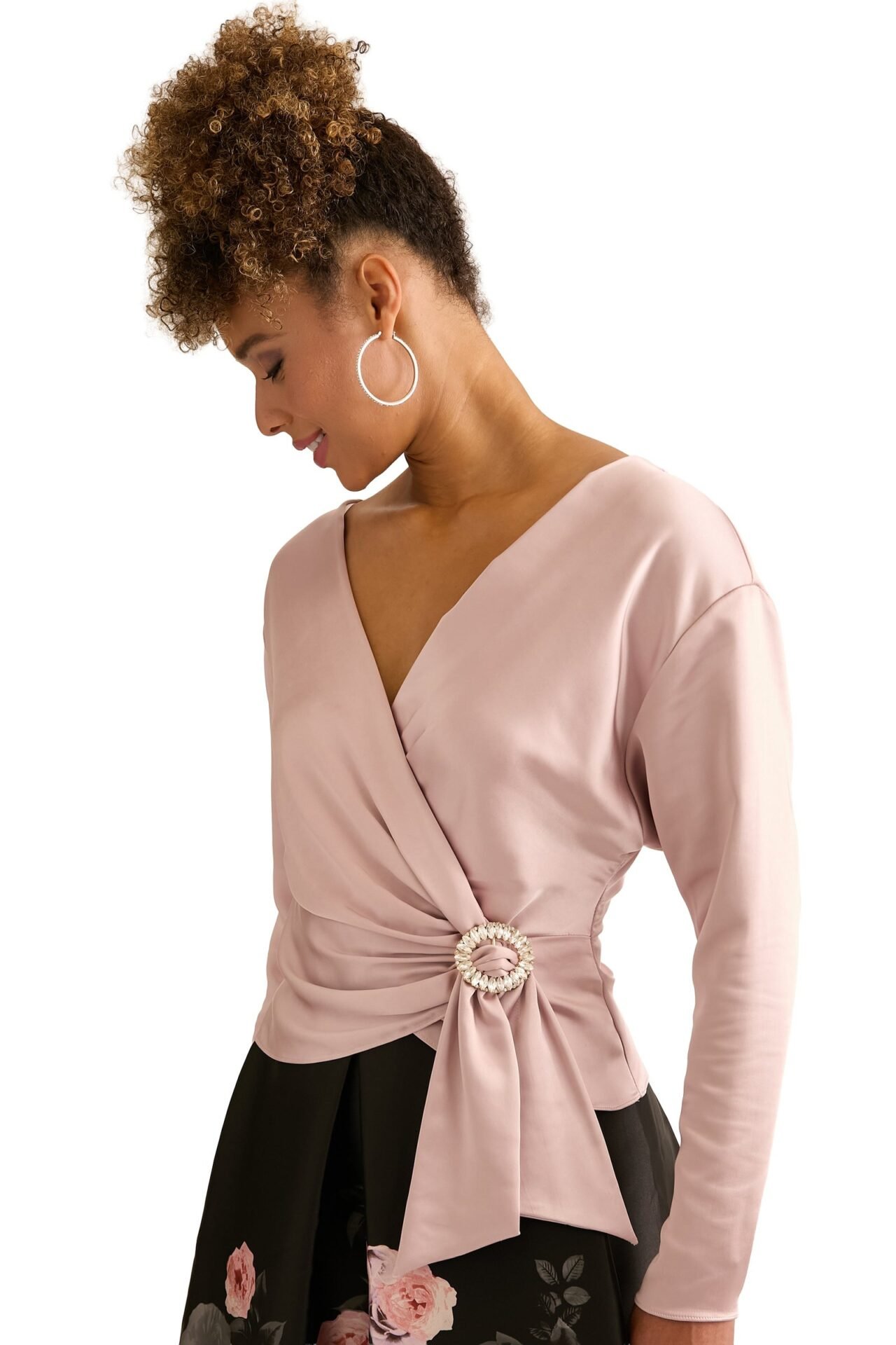 Elms Long Sleeve Wrap Top (Burnished Lilac)